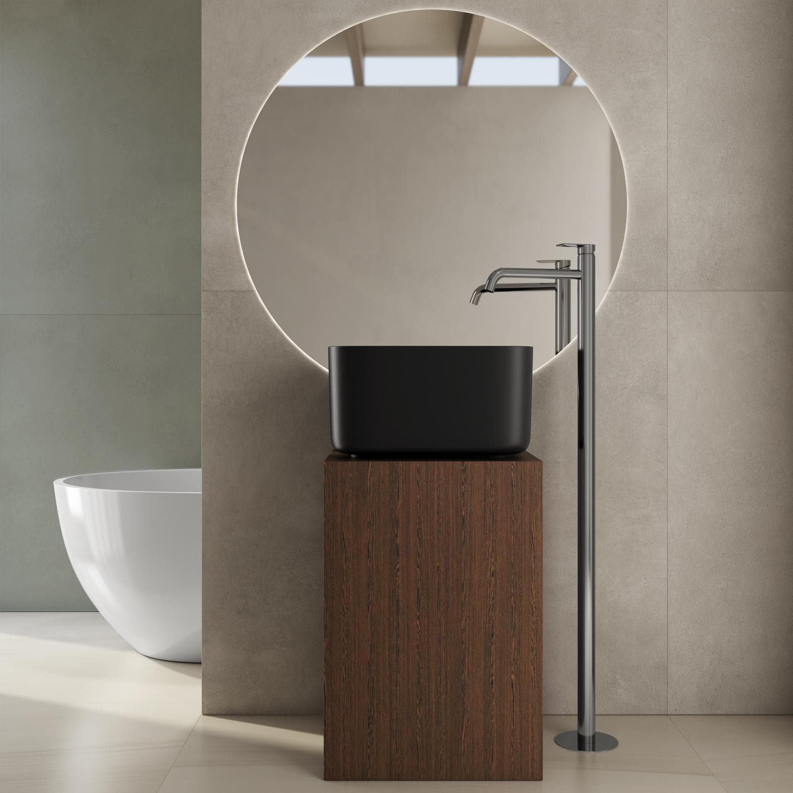 Lavabo d'appoggio 46,5x25 h cm nero opaco - Capital