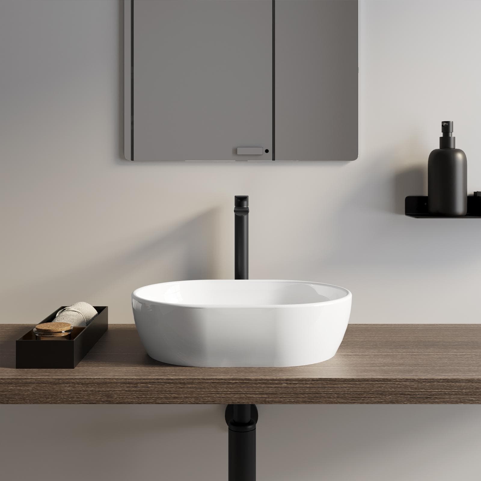 Lavabo d'appoggio 48x35 cm in ceramica bianco lucido - Virage