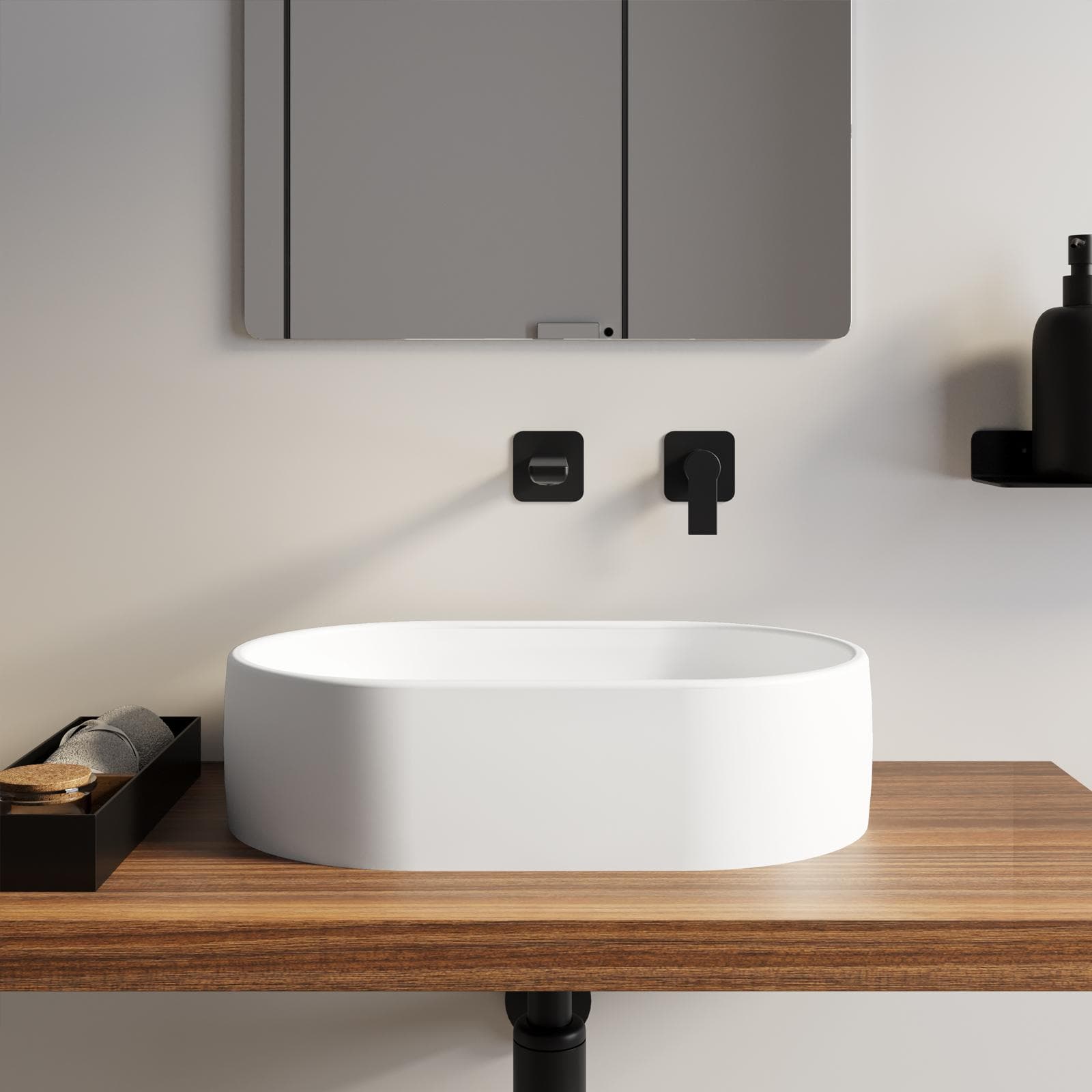 Lavabo d'appoggio 55x34 cm in ceramica bianco opaco - Virage