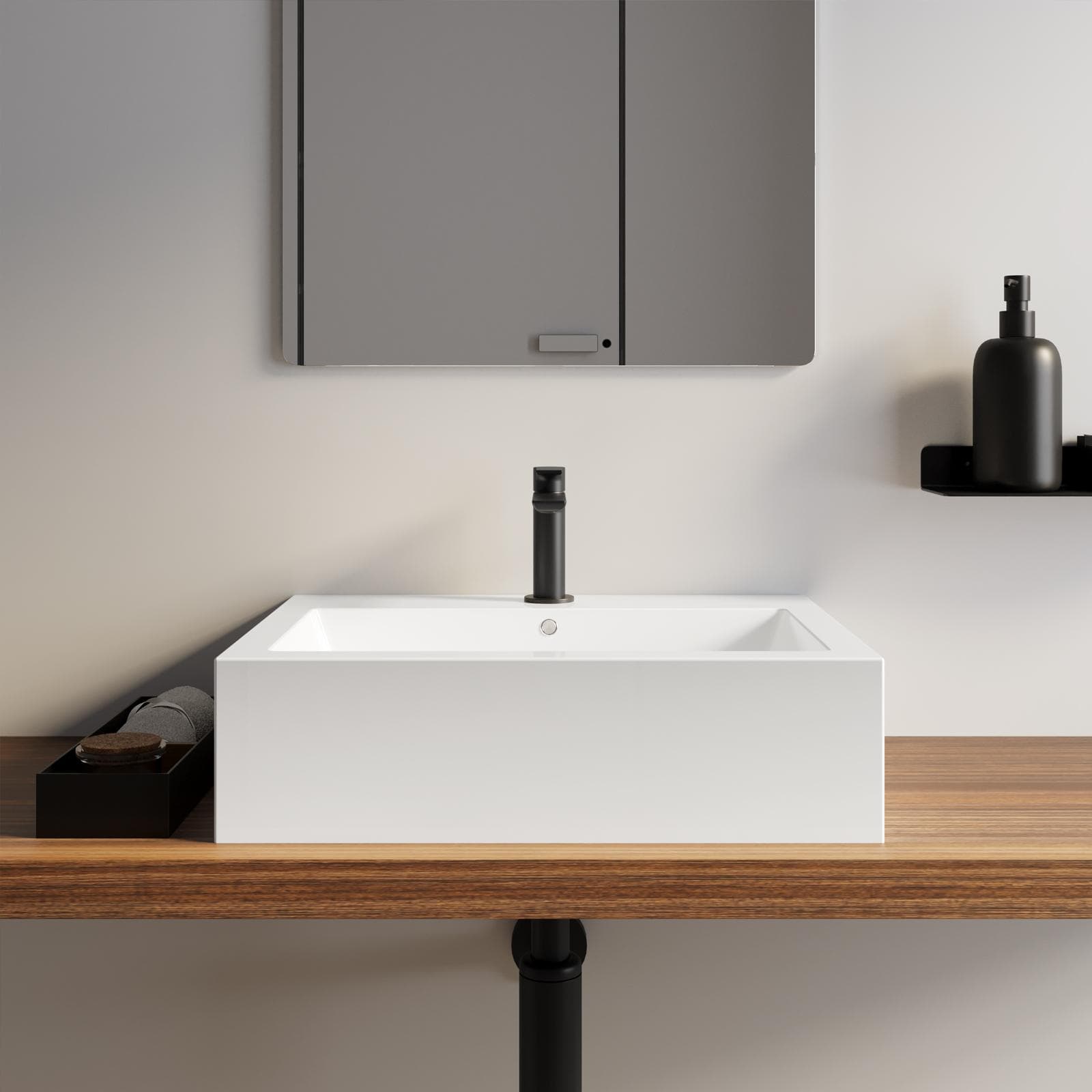 Lavabo d'appoggio 57x45 cm in ceramica bianco lucido - Virage