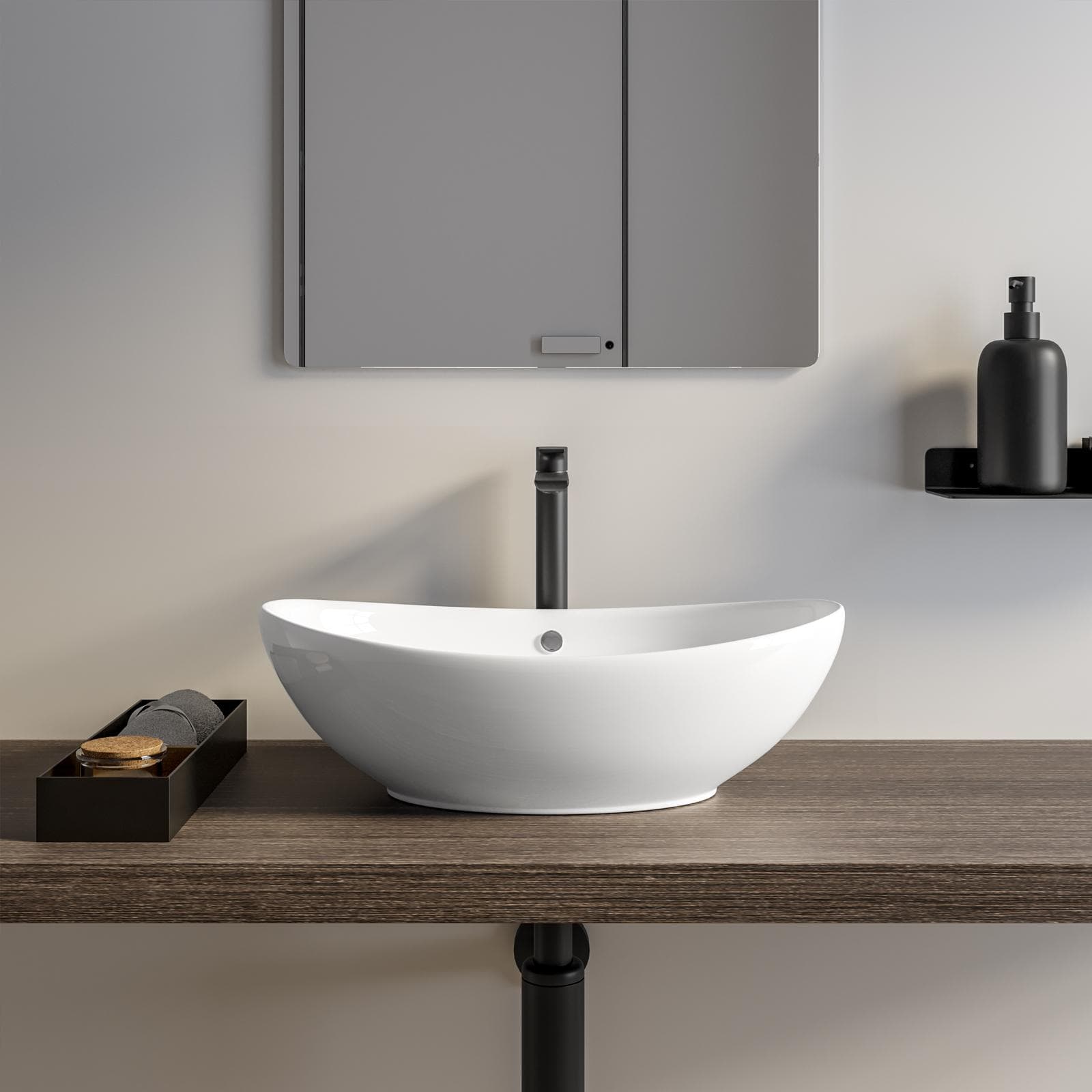 Lavabo d'appoggio 58x38 cm in ceramica bianco lucido - Virage