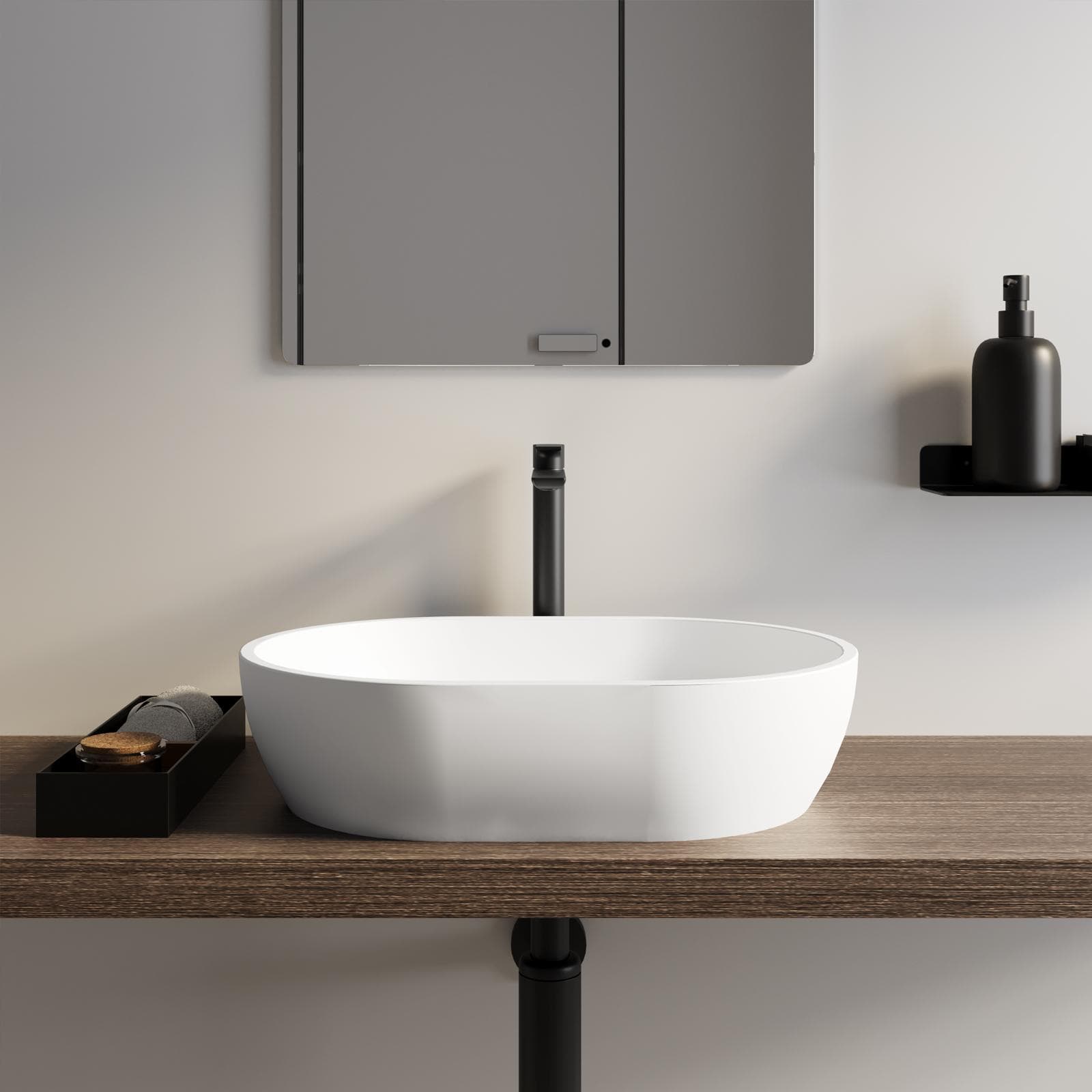 Lavabo d'appoggio 59x41 cm in ceramica bianco opaco - Virage