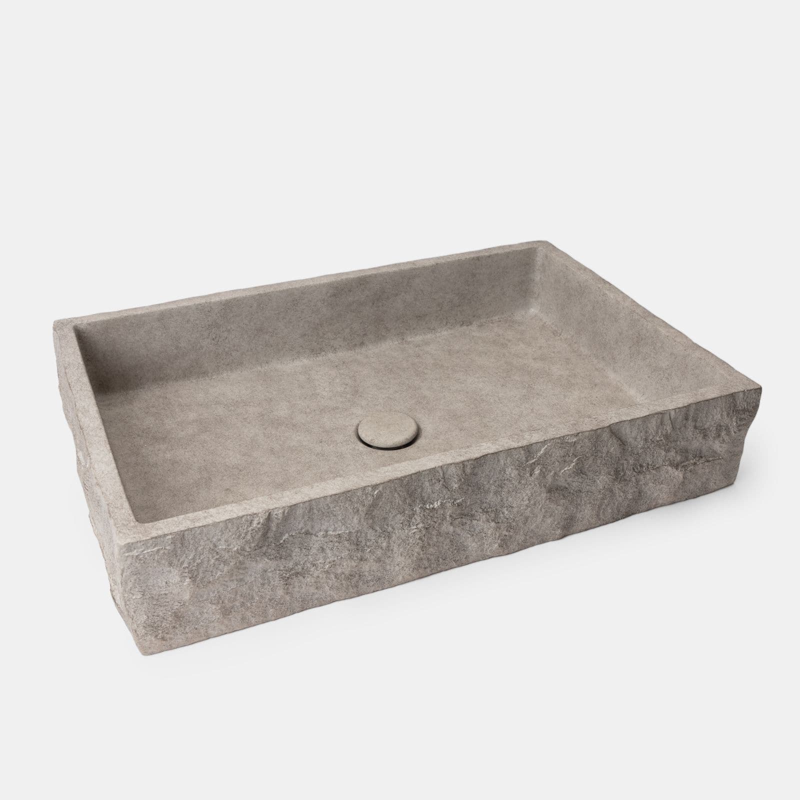 Lavabo d'appoggio 61x40x12 h cm in cemento bianco effetto rustico - Hamilton