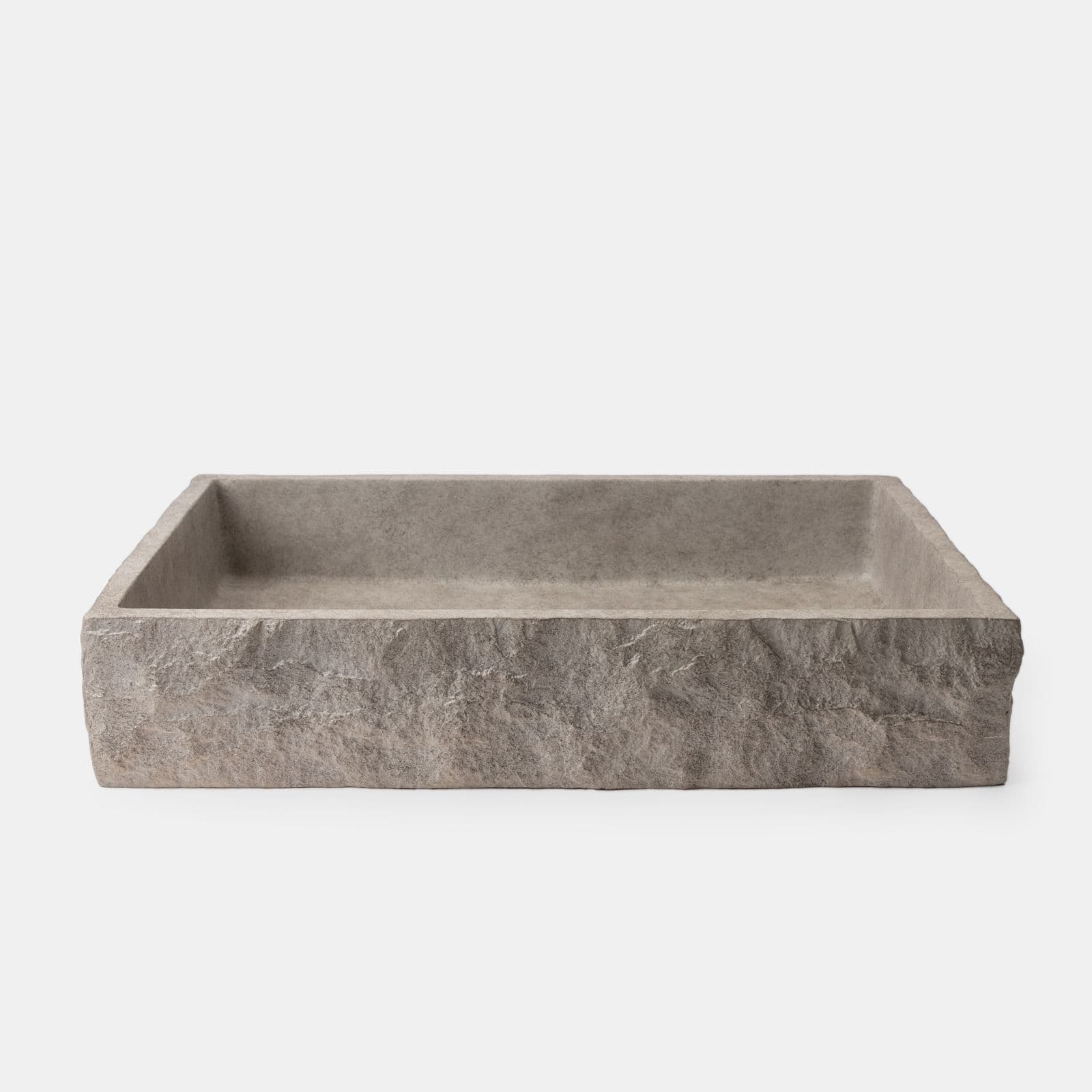 Lavabo d'appoggio 61x40x12 h cm in cemento bianco effetto rustico - Hamilton