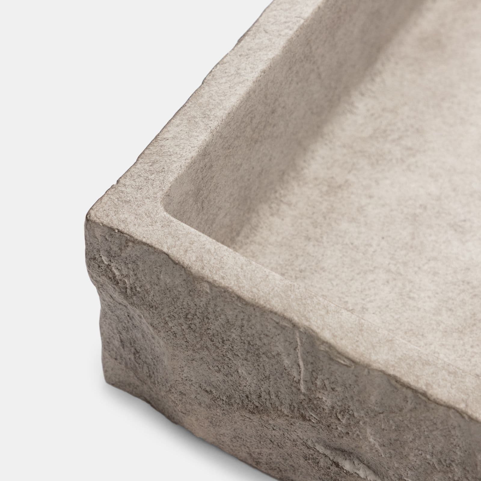Lavabo d'appoggio 61x40x12 h cm in cemento bianco effetto rustico - Hamilton