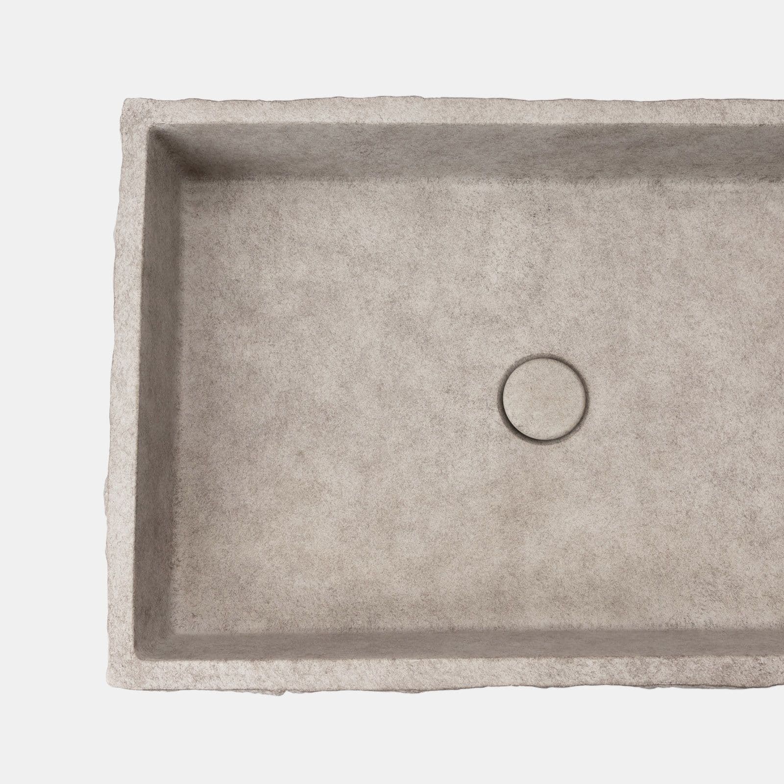 Lavabo d'appoggio 61x40x12 h cm in cemento bianco effetto rustico - Hamilton
