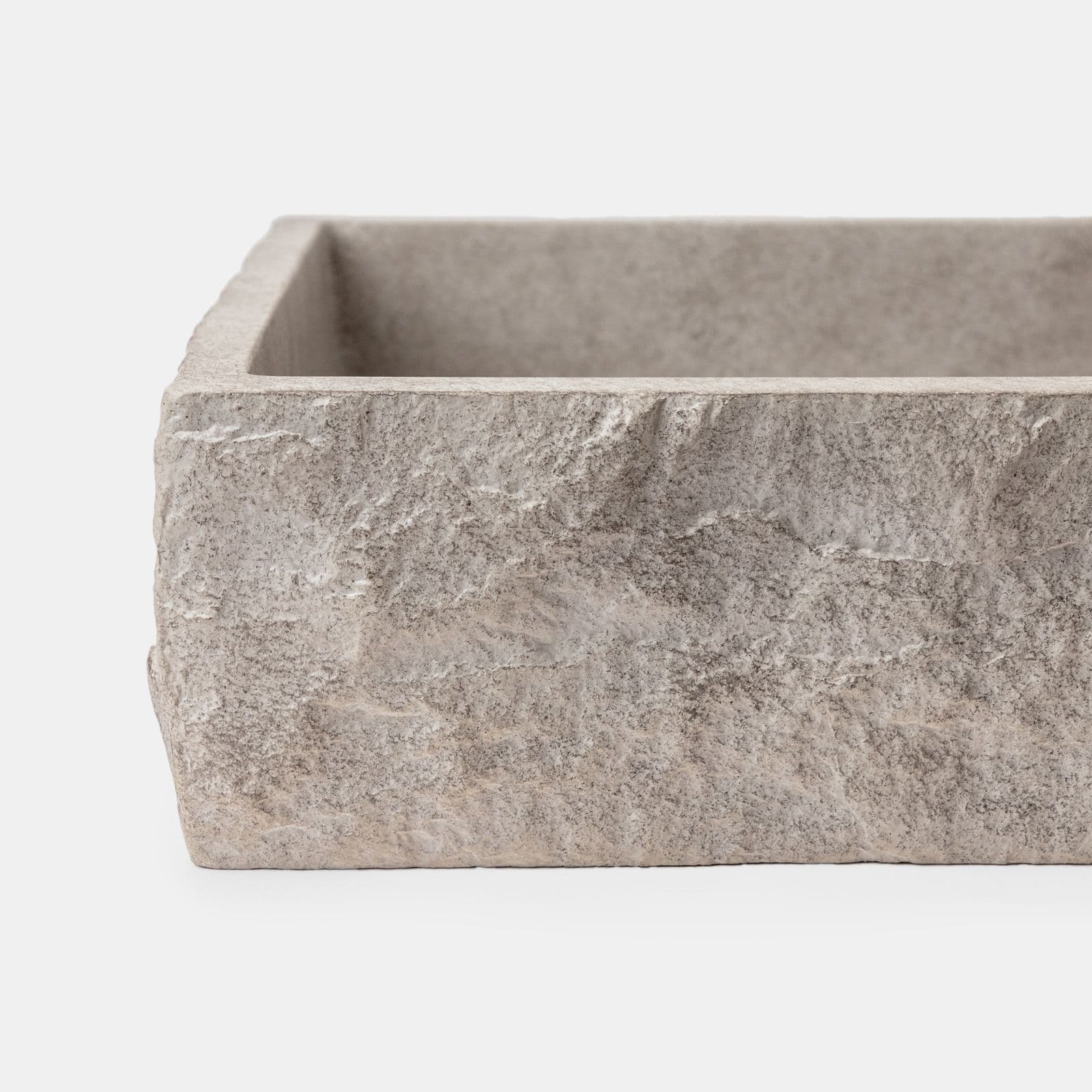Lavabo d'appoggio 61x40x12 h cm in cemento bianco effetto rustico - Hamilton