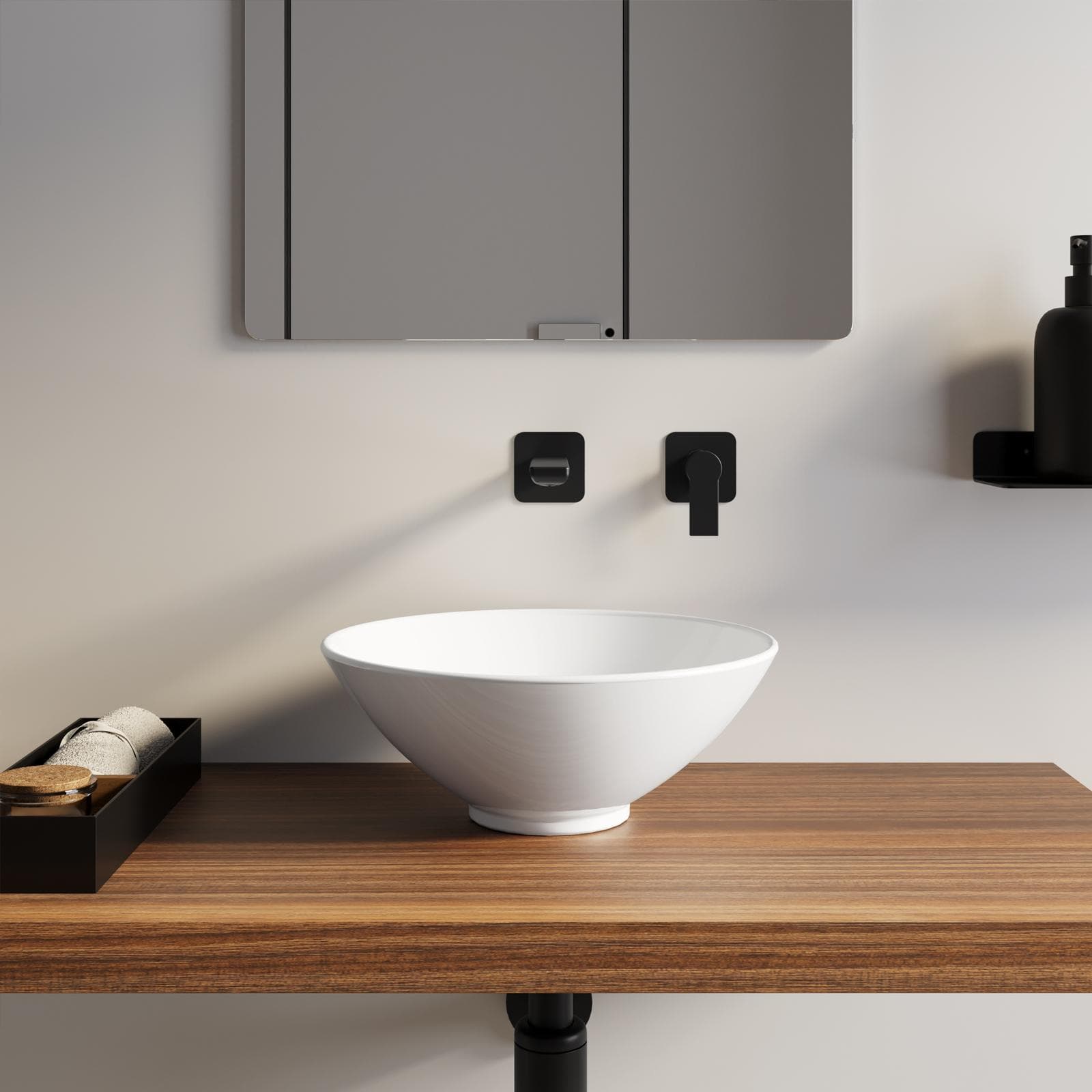 Lavabo d'appoggio tondo 40 cm in ceramica bianco lucido - Virage