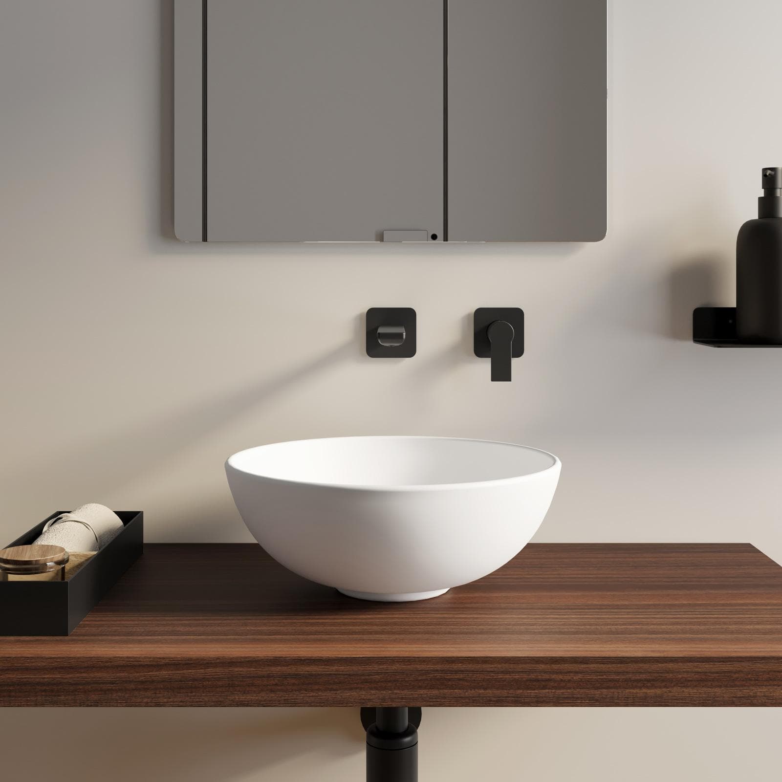 Lavabo d'appoggio tondo 40 cm in ceramica bianco opaco - Virage