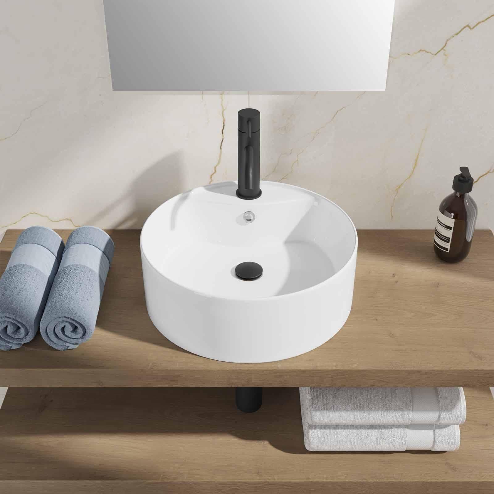 Lavabo design bacinella tonda 46 cm in ceramica d'arredo