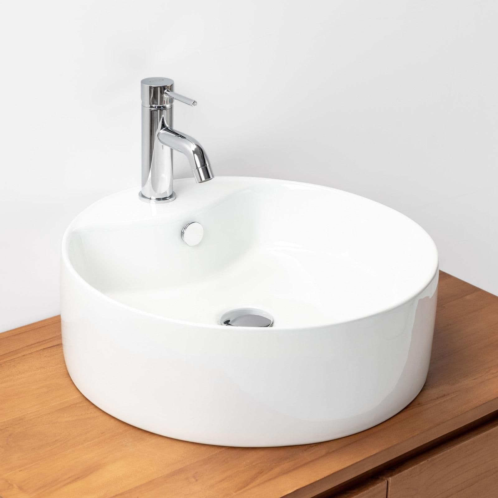 Lavabo design bacinella tonda 46 cm in ceramica d'arredo