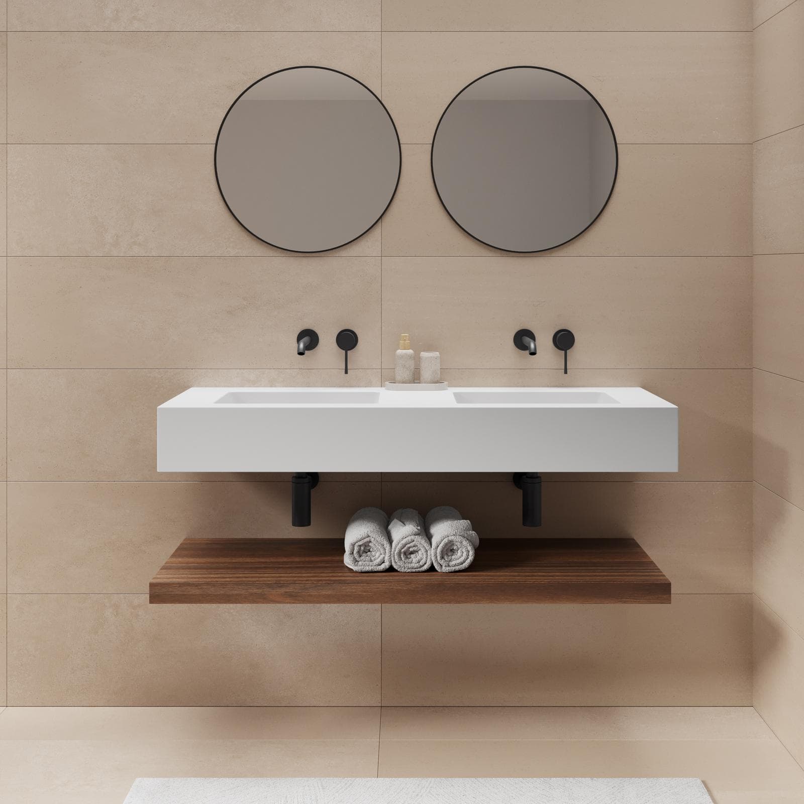 Lavabo doppio 120X46 cm bianco opaco - Agua