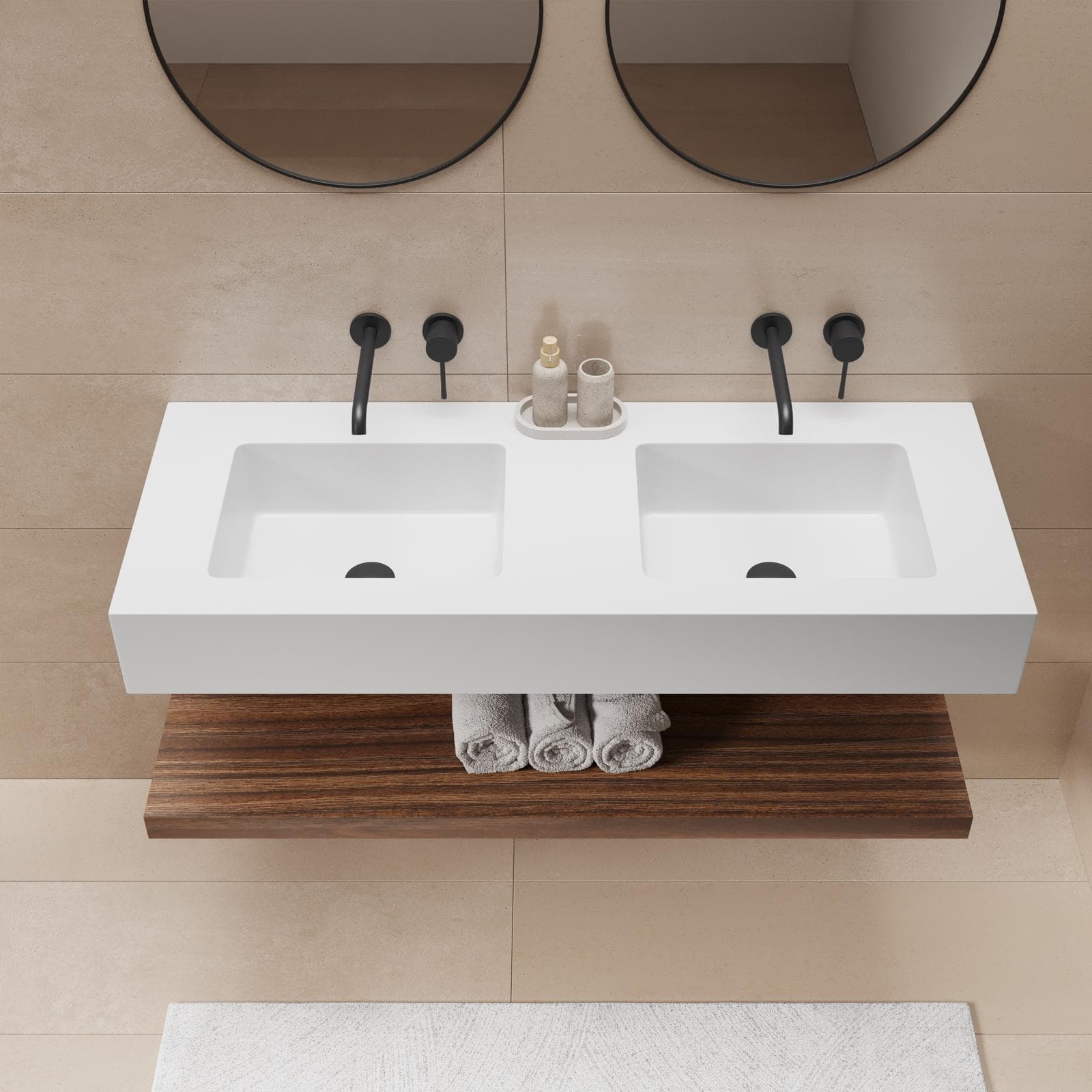 Lavabo doppio 120X46 cm bianco opaco - Agua
