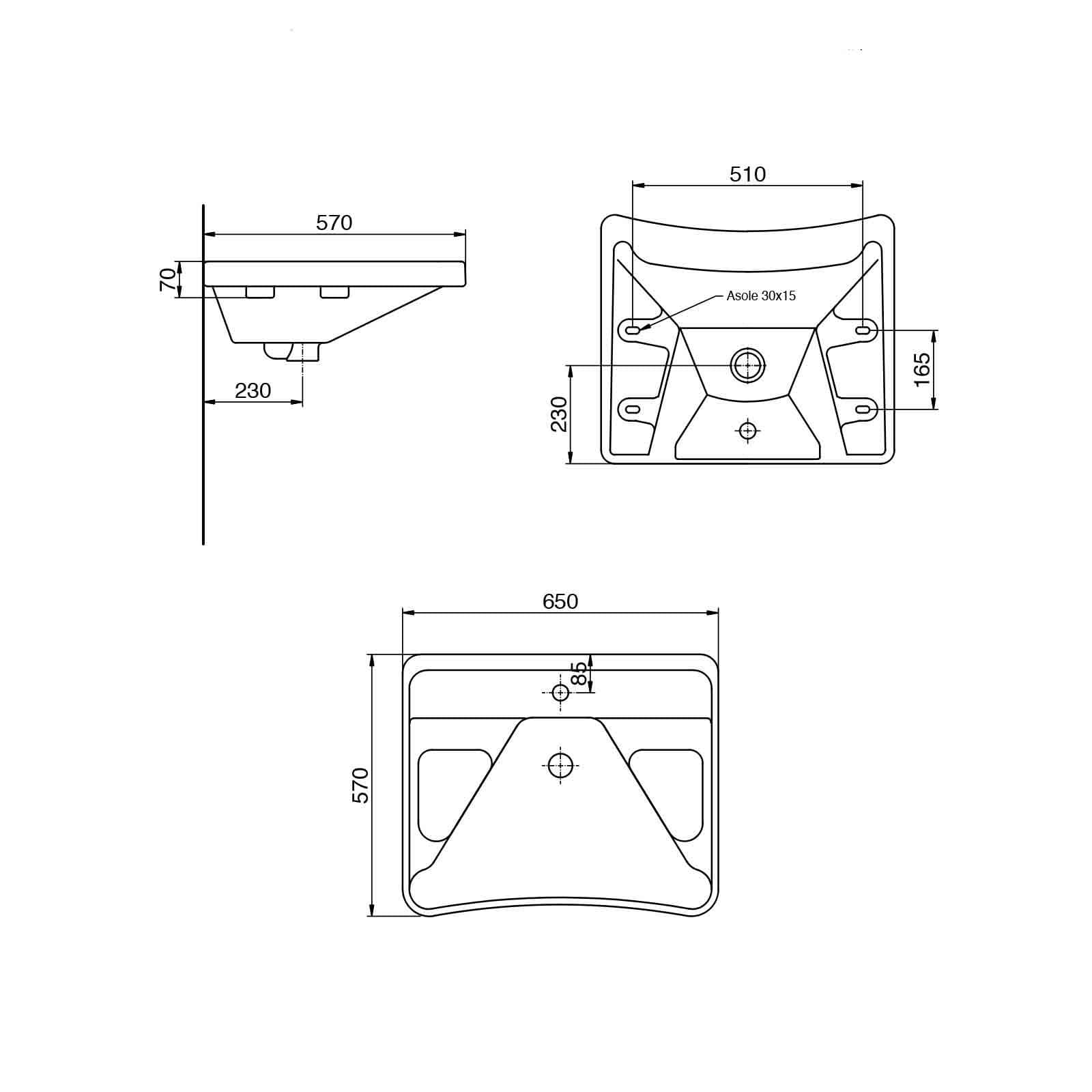 Lavabo ergonomico sospeso Osiride di Sanitosco per bagno accessibile