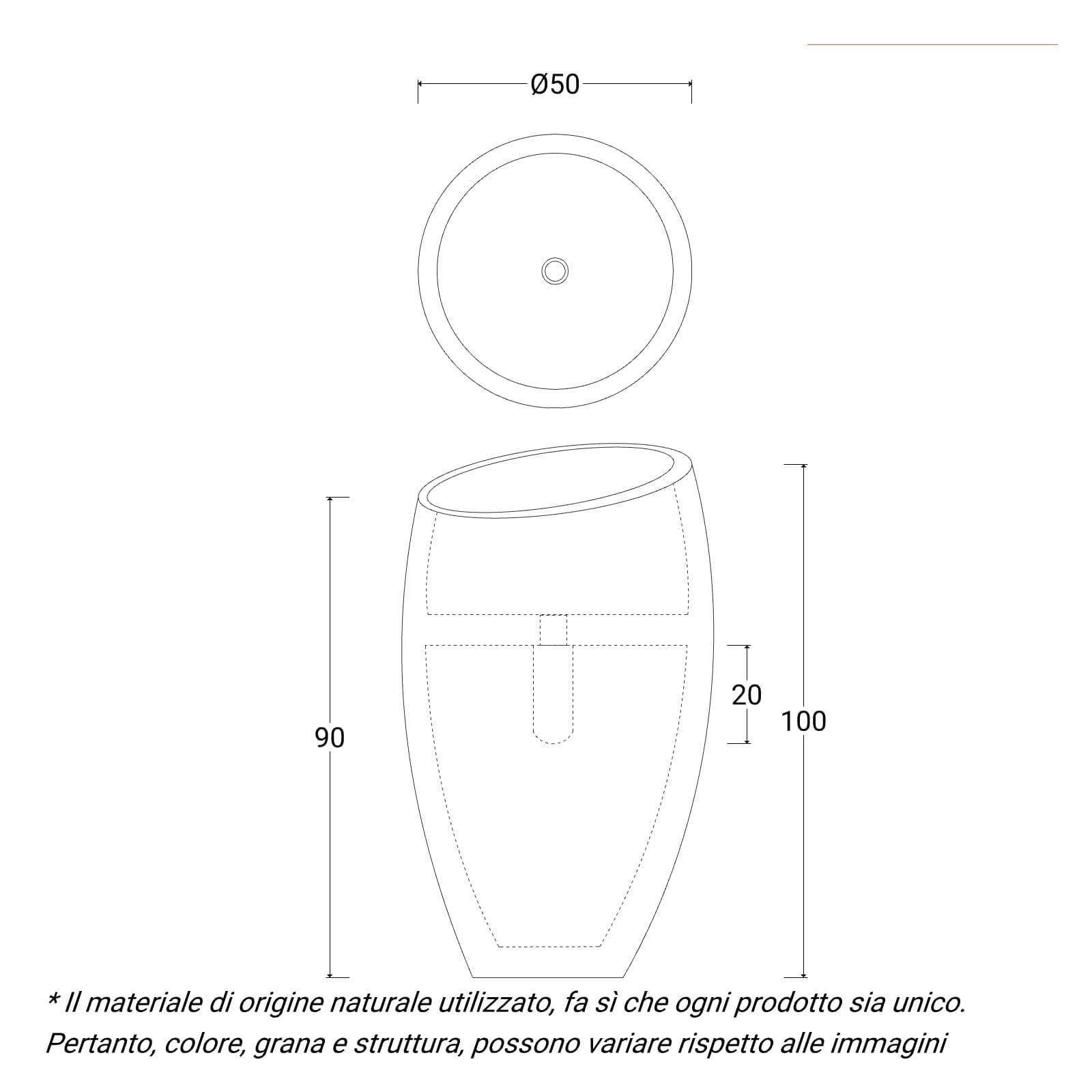 Lavabo freestanding 100h cm in marmo nero - Artizan