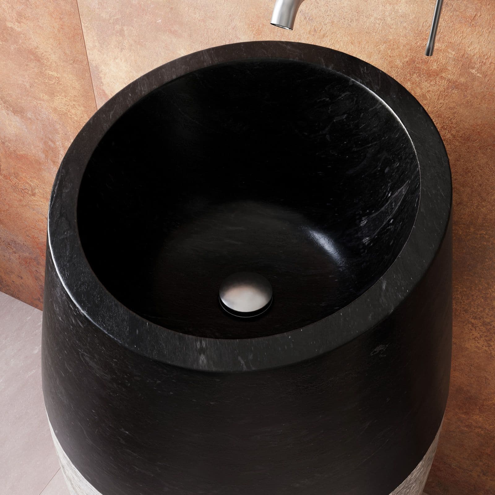 Lavabo freestanding 100h cm in marmo nero - Artizan