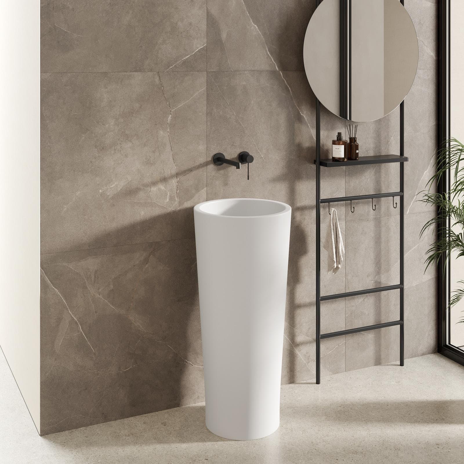 Lavabo freestanding 40 cm in ceramica bianco - Frost
