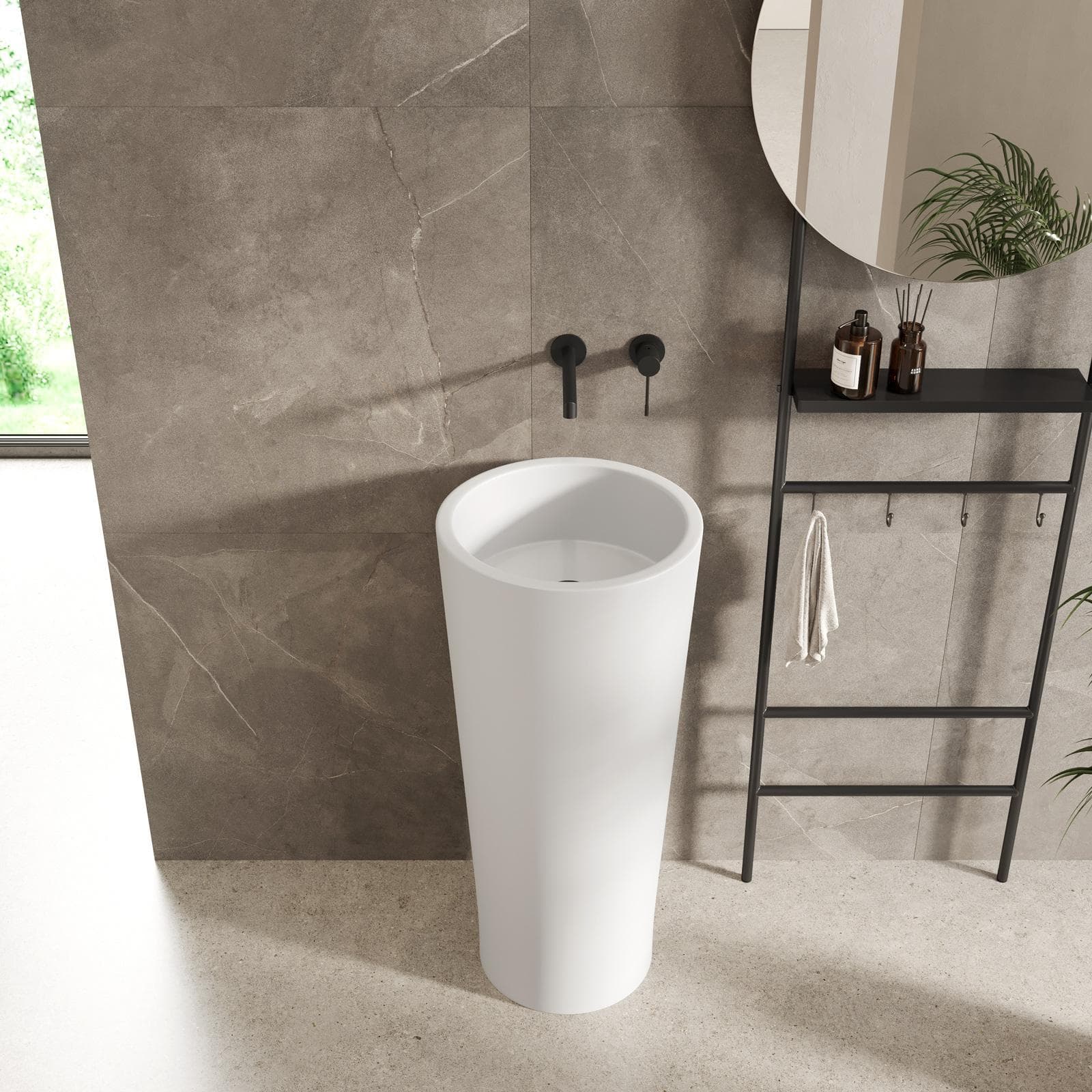 Lavabo freestanding 40 cm in ceramica bianco - Frost