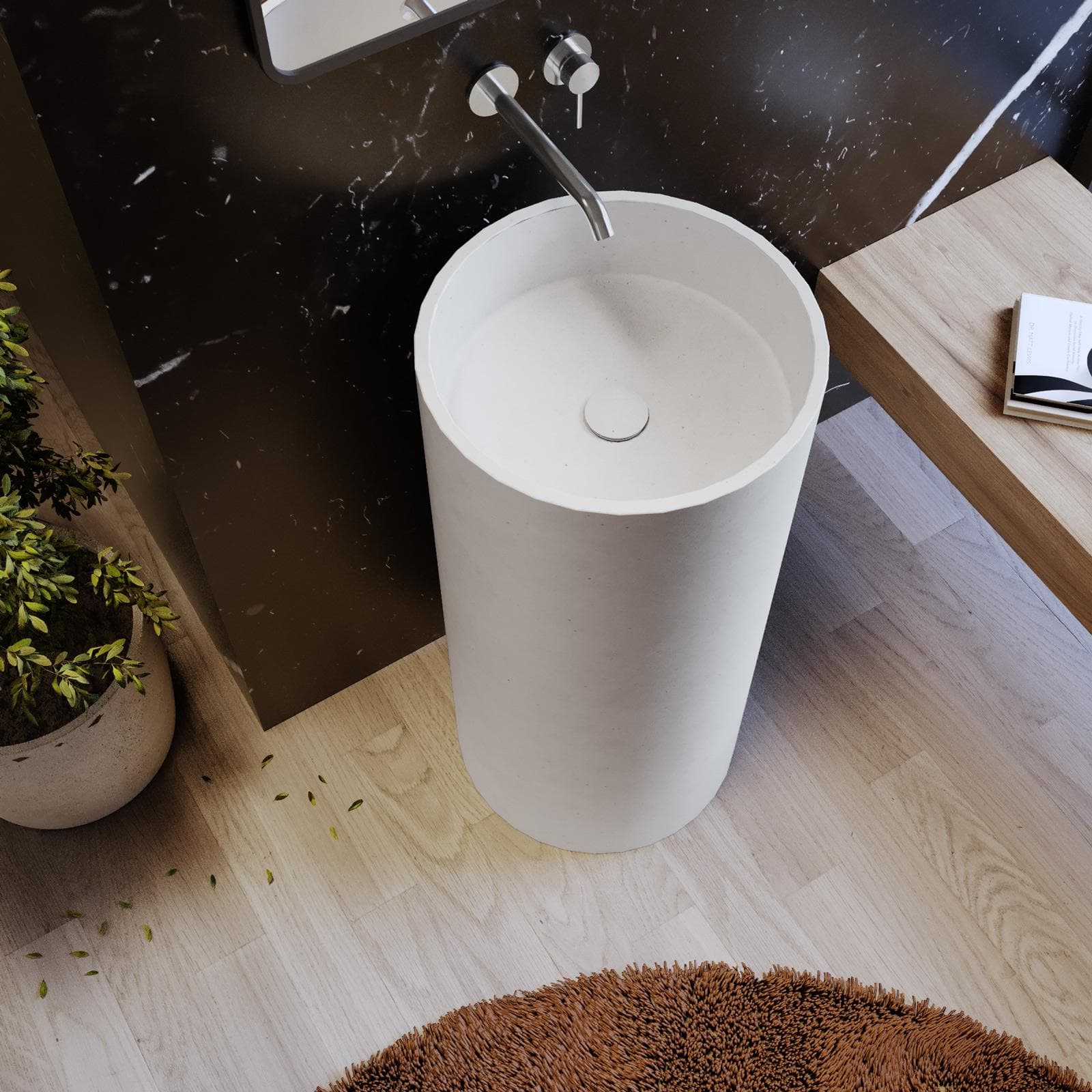 Lavabo freestanding 40x85 h cm in cemento bianco - Hamilton