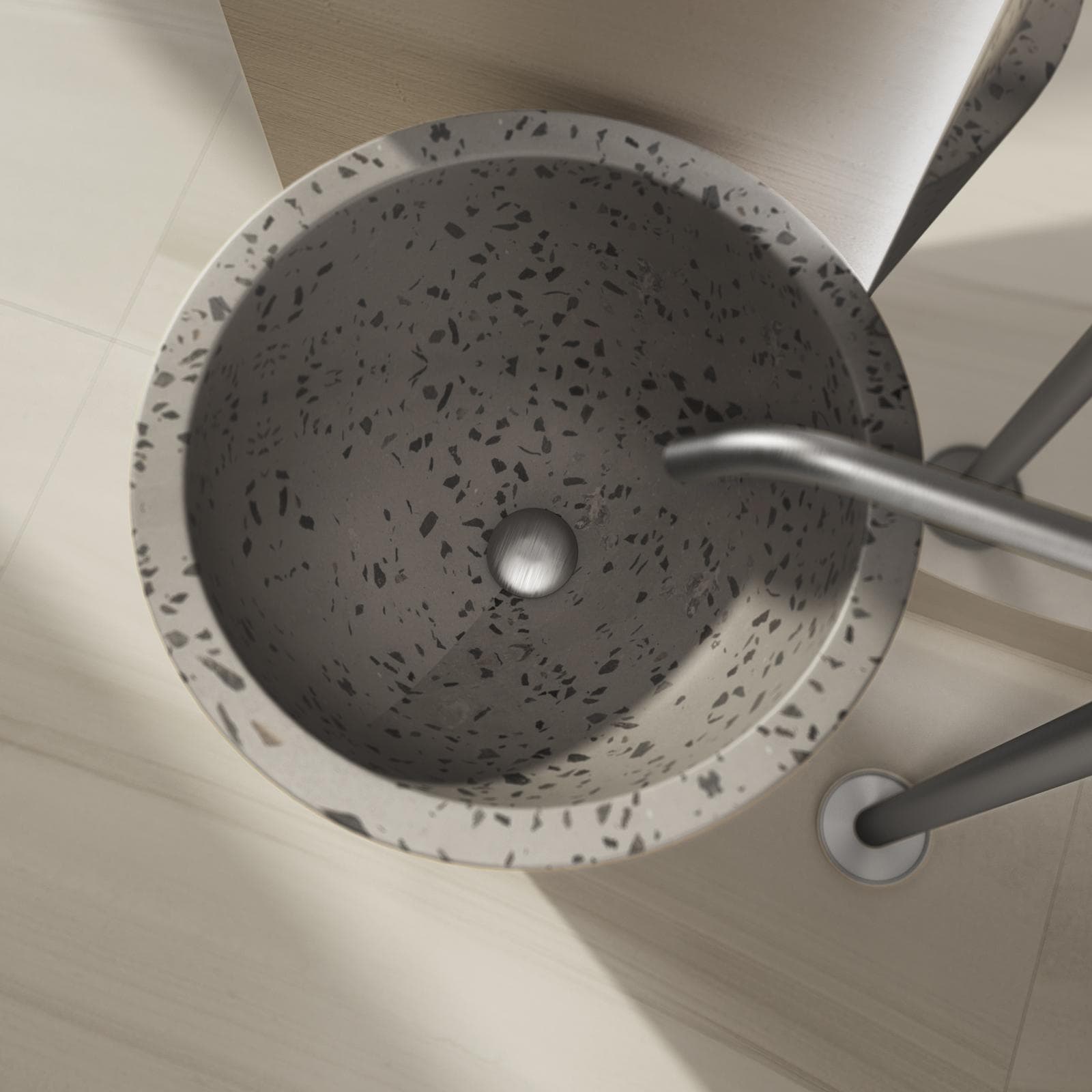 Lavabo freestanding 45x90h cm bianco in battuto di terrazzo fumo - Marks