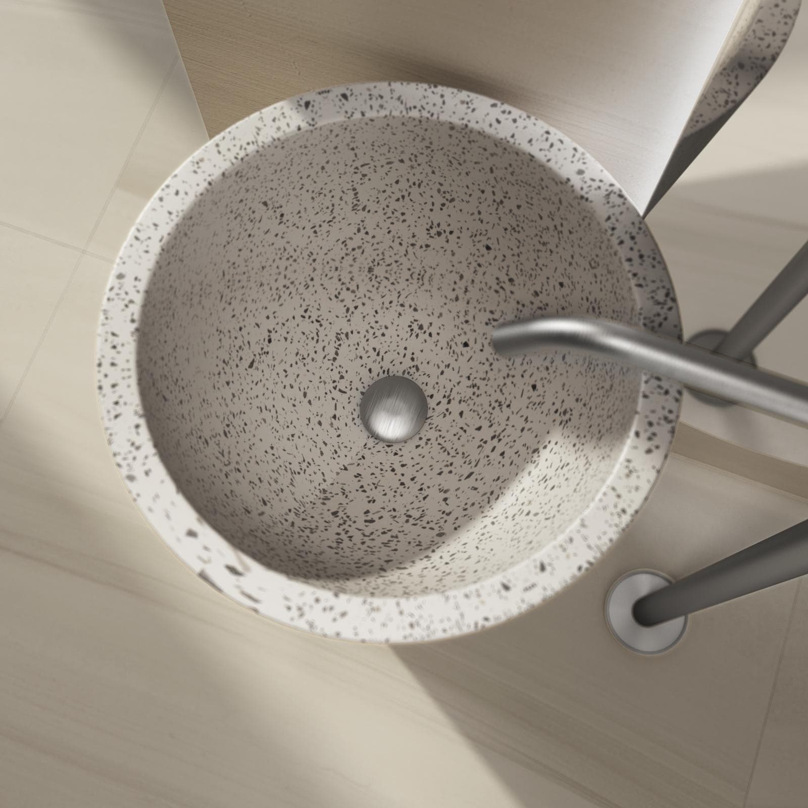 Lavabo freestanding 45x90h cm bianco in battuto di terrazzo pomice - Marks