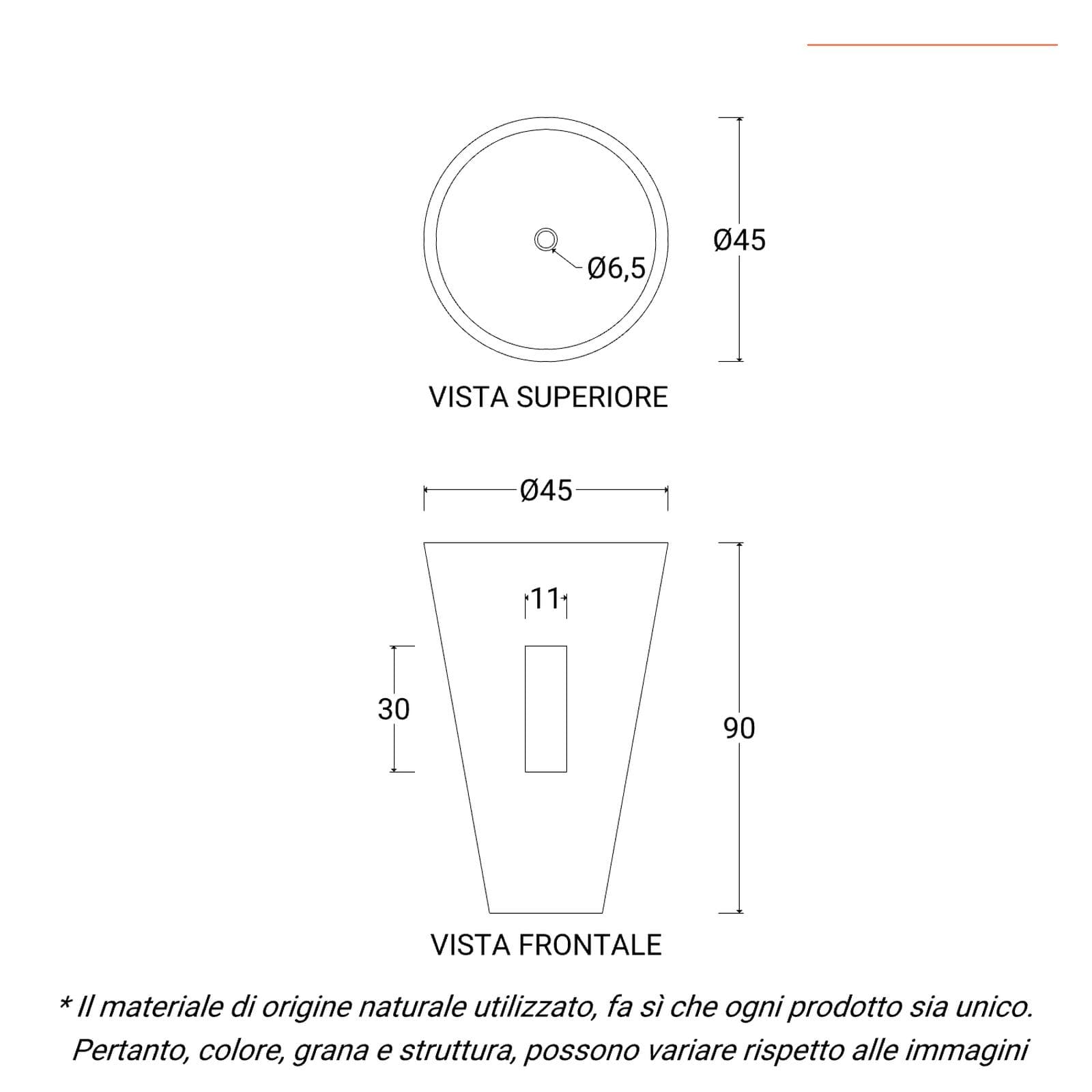Lavabo freestanding 45x90h cm bianco in battuto di terrazzo pomice - Marks
