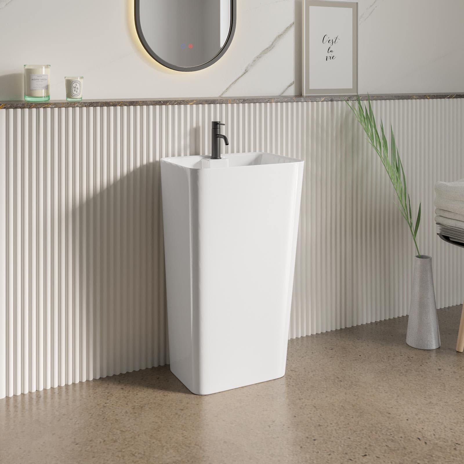 Lavabo freestanding 50x86h cm bianco senza troppopieno - Frost
