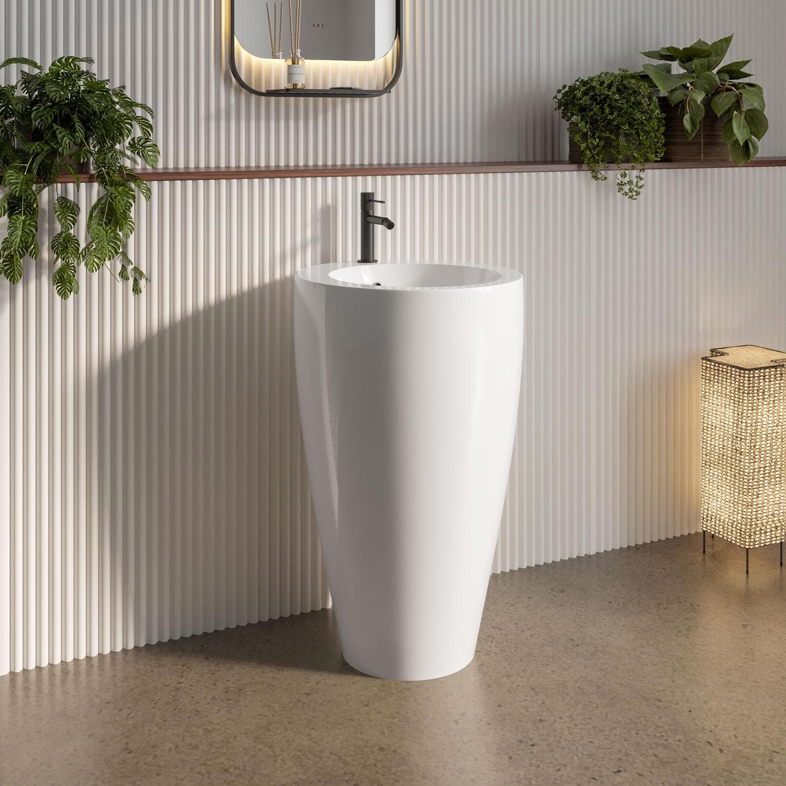 Lavabo freestanding 52x86h cm bianco con troppopieno - Frost