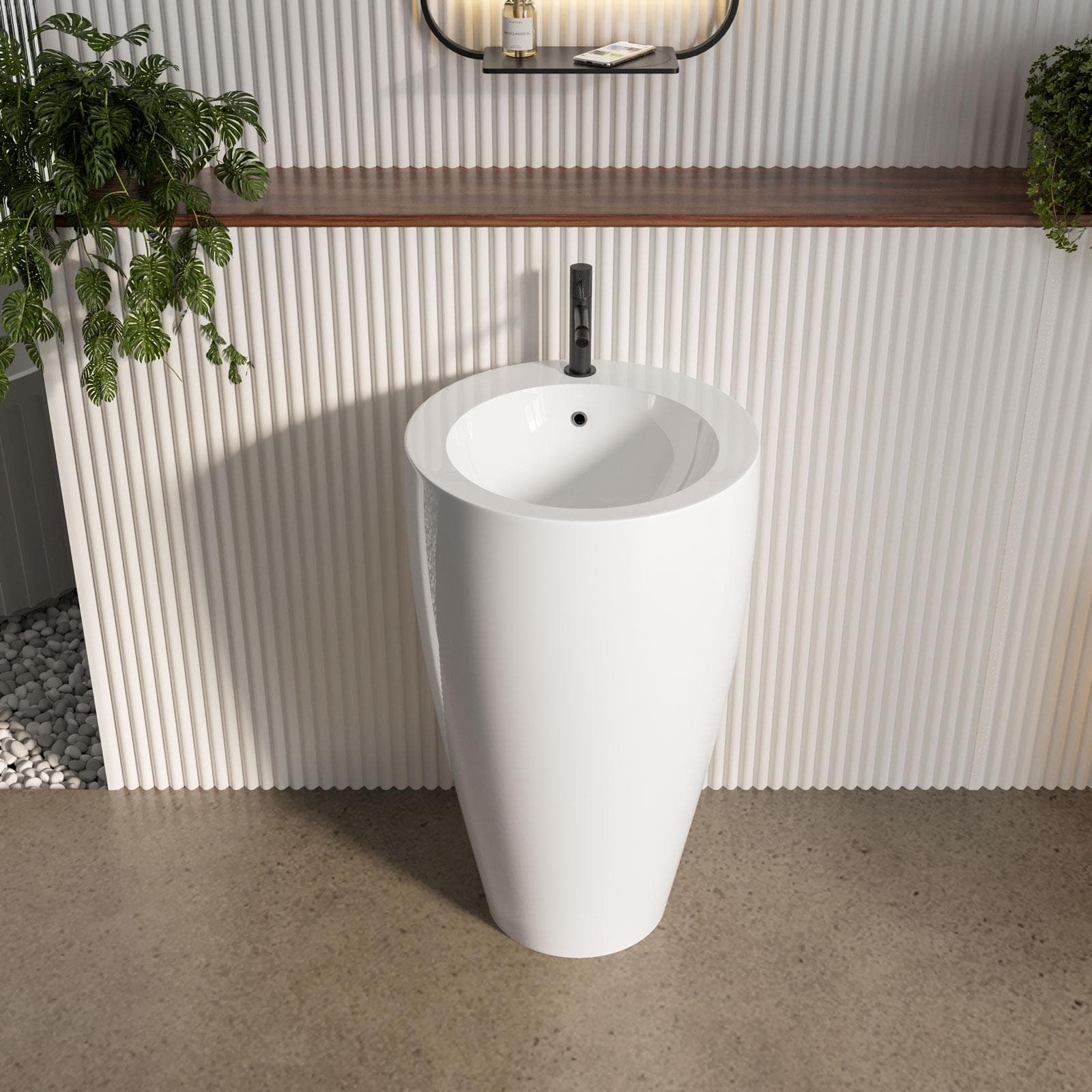 Lavabo freestanding 52x86h cm bianco con troppopieno - Frost