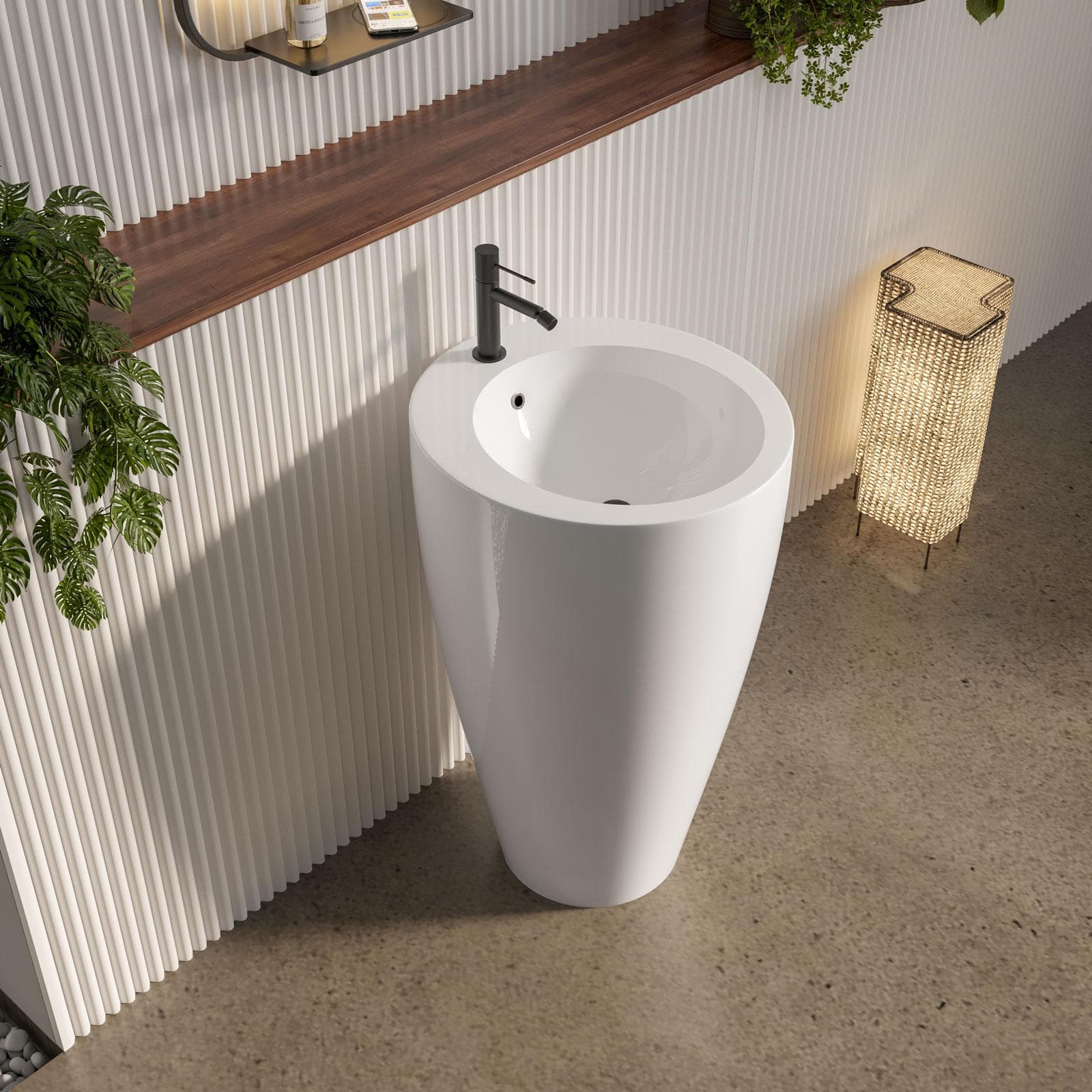 Lavabo freestanding 52x86h cm bianco con troppopieno - Frost