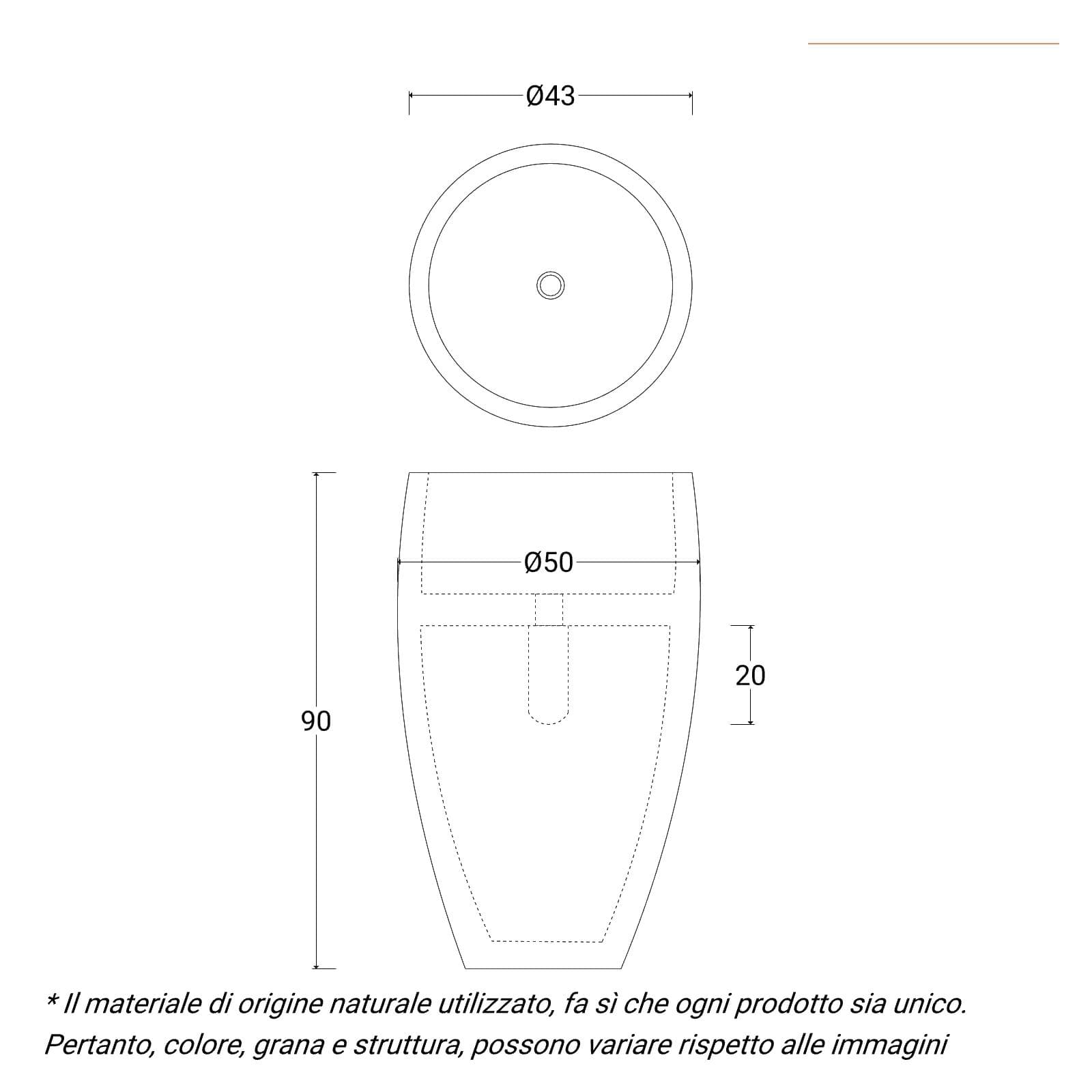 Lavabo freestanding 90h cm in marmo crema - Artizan