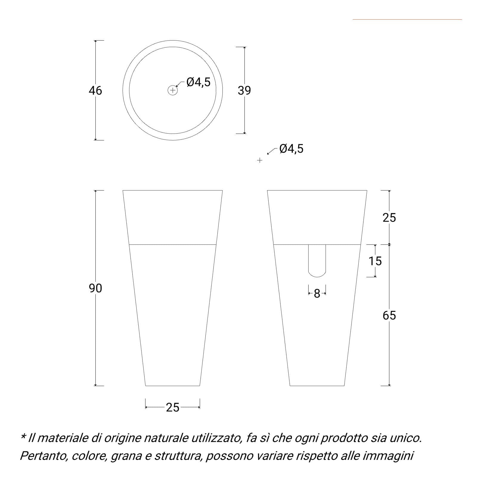 Lavabo freestanding 90h cm in pietra crema - Artizan