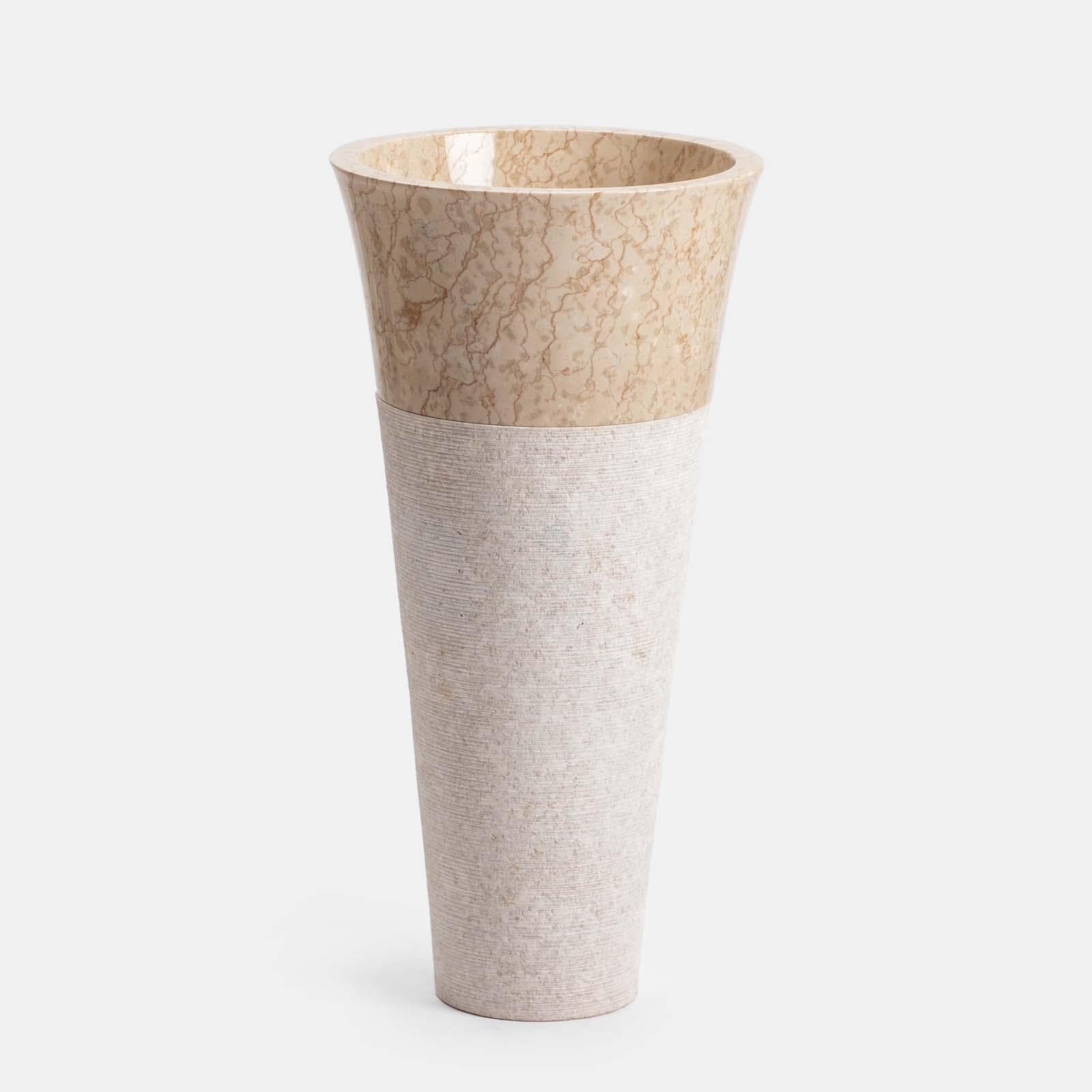 Lavabo freestanding 90h cm in pietra crema - Artizan
