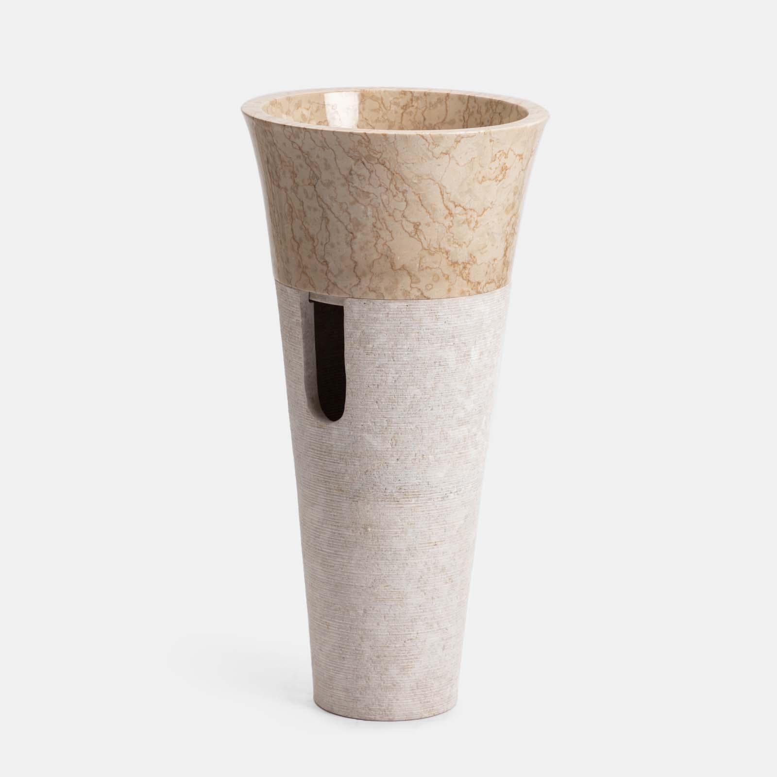 Lavabo freestanding 90h cm in pietra crema - Artizan