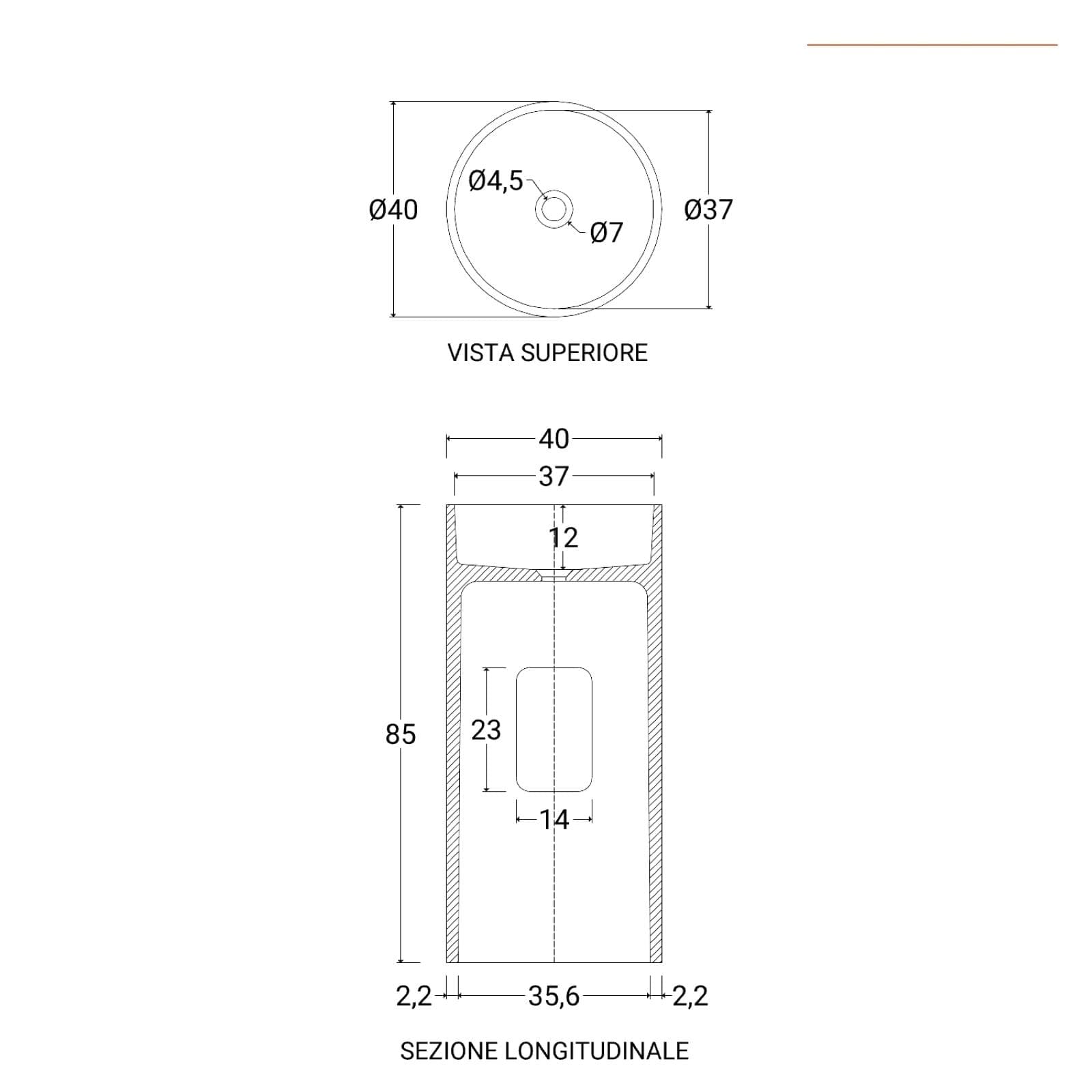 Lavabo freestanding da giardino 40x85h cm in cemento bianco - Hamilton
