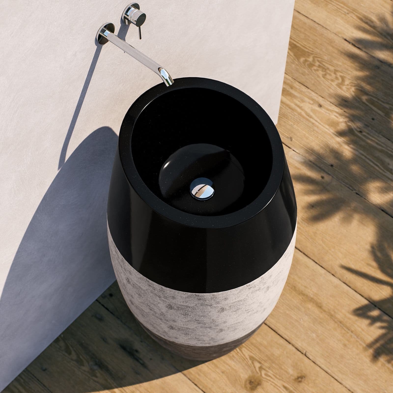Lavabo freestanding da giardino 50x100 h cm in marmo nero - Artizan