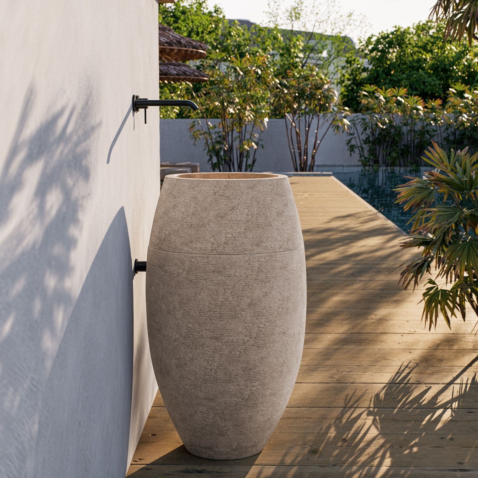 Lavabo freestanding da giardino 50x90 h cm in marmo crema - Artizan