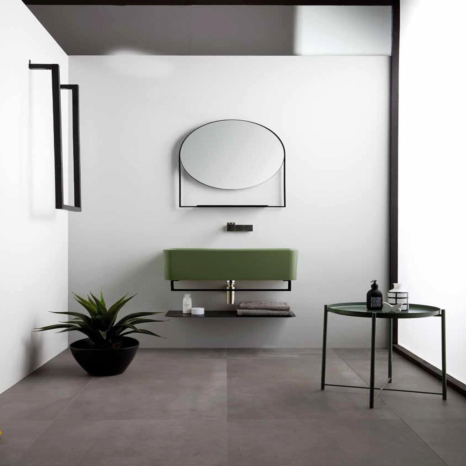 Lavabo in ceramica Wynn 50x40x25 cm vasca profonda verde opaco Colavene