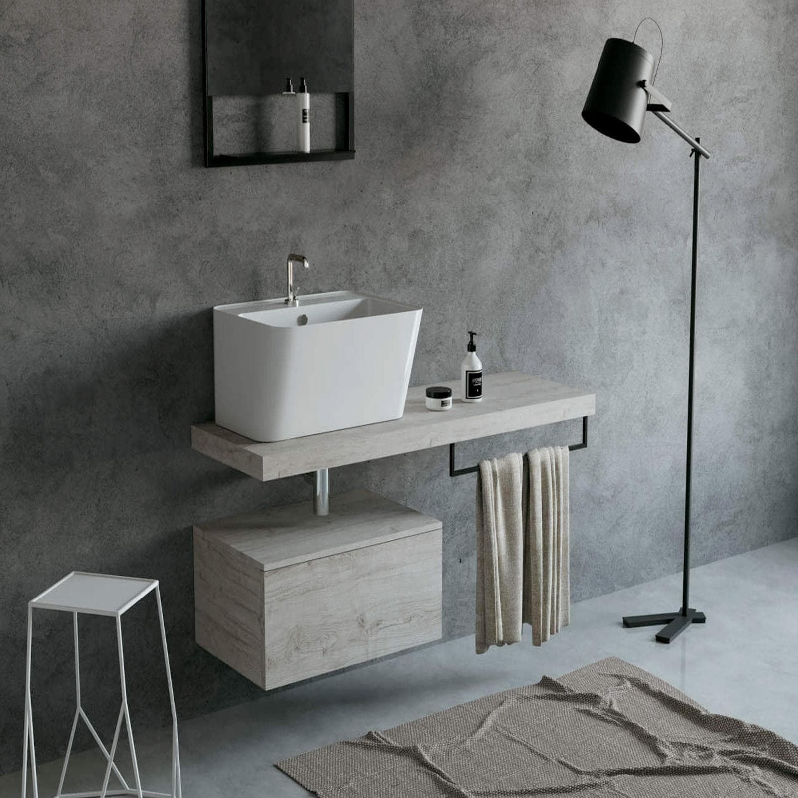 Lavabo in ceramica Wynn di Colavene 70x40x25 cm monoforo per lavanderia o esterni