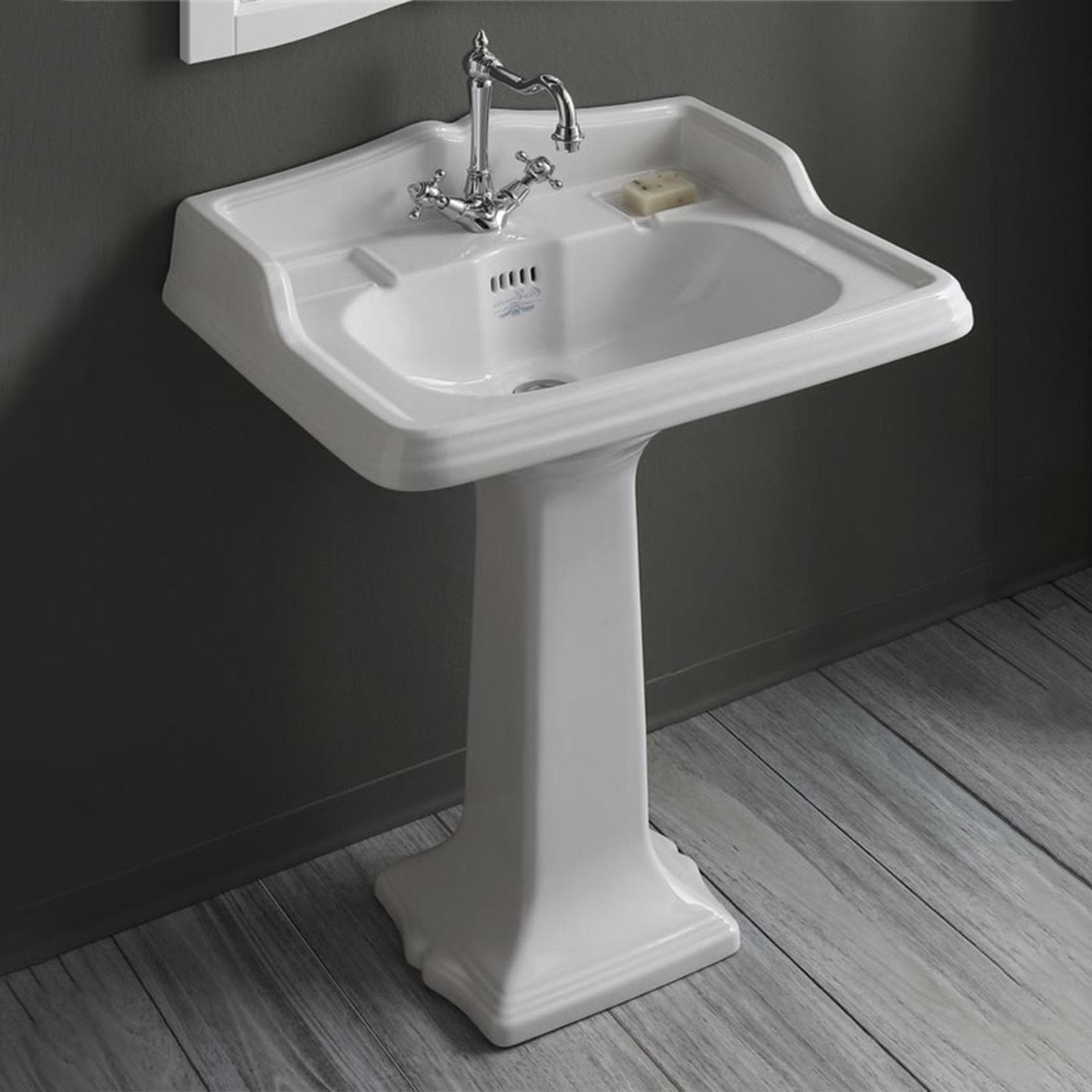 Lavabo monoforo 73 cm con colonna in ceramica bianco - Arcade di Simas
