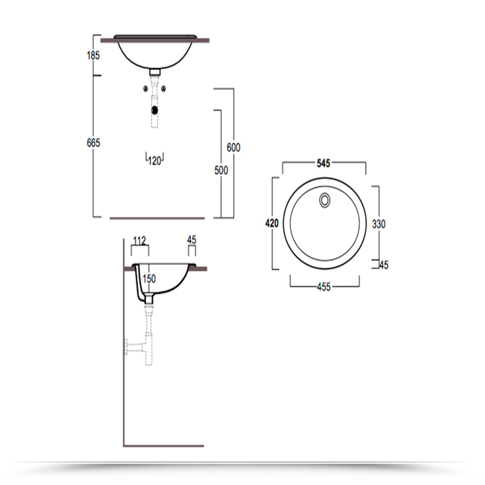 Lavabo da incasso a bordo piatto con foro troppopieno - Marine di Simas
