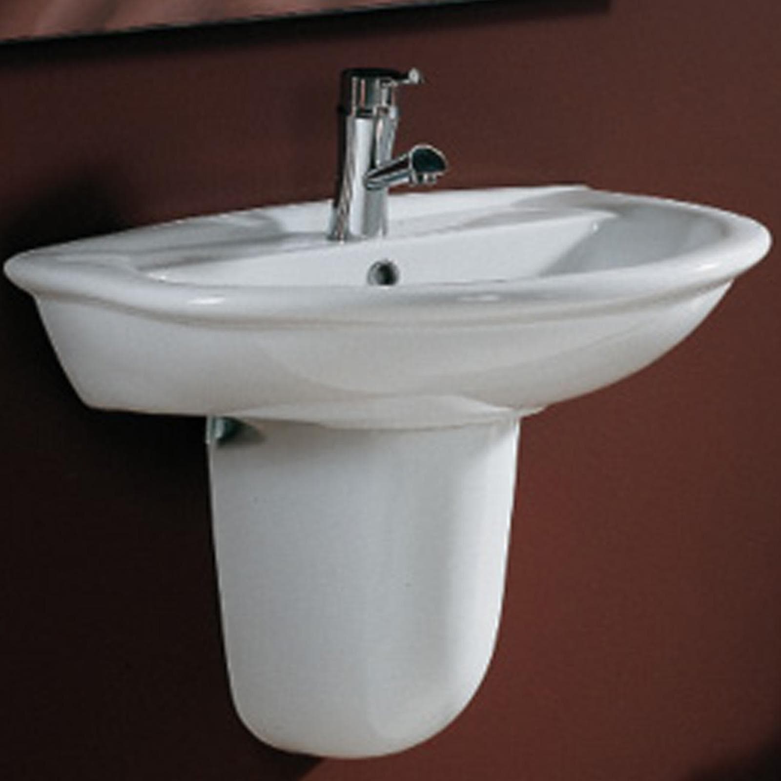 Lavabo sospeso in ceramica 65 cm completo di semicolonna - Perls