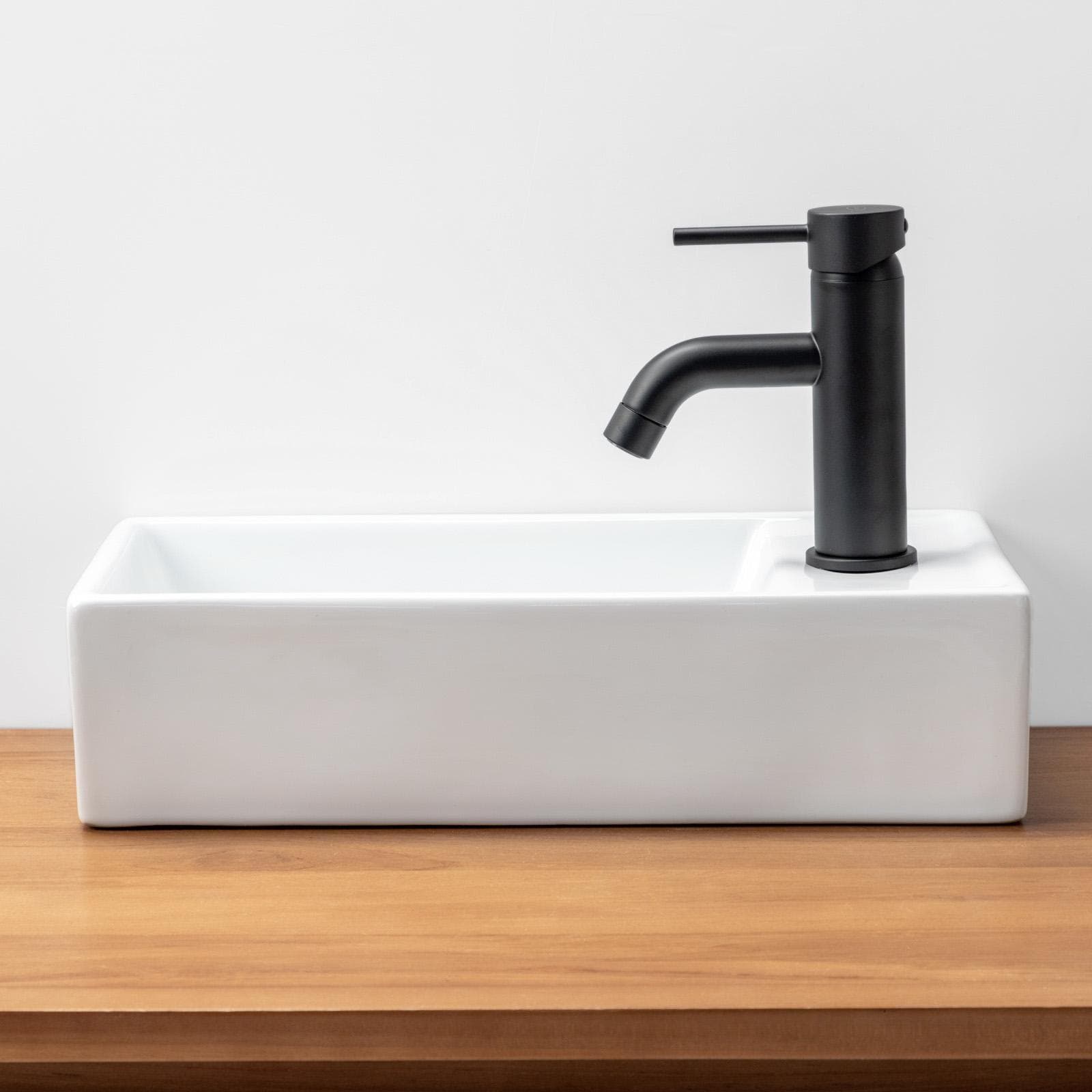 Lavabo sospeso in ceramica rettangolare 41 cm foro dx bianco