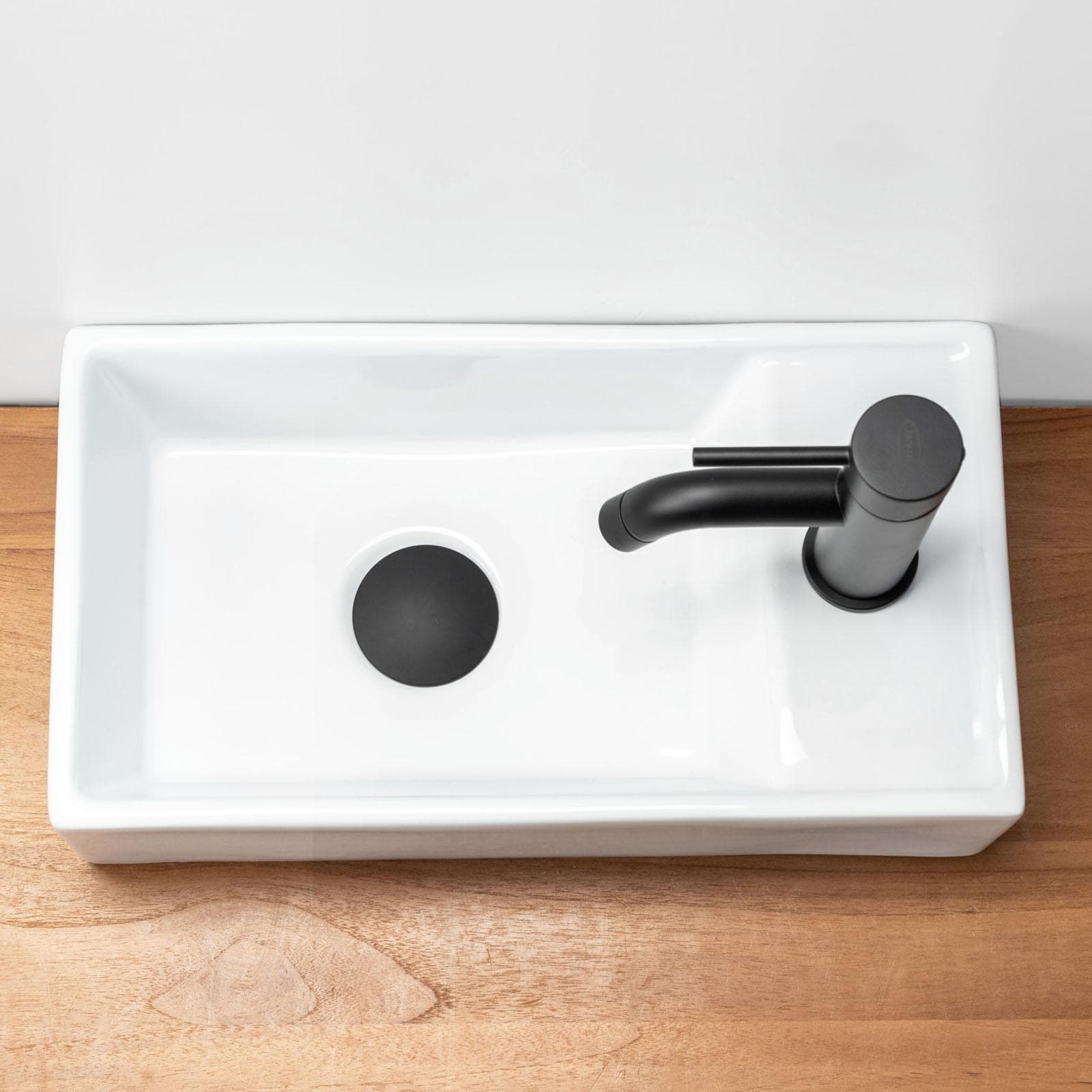 Lavabo sospeso in ceramica rettangolare 41 cm foro dx bianco
