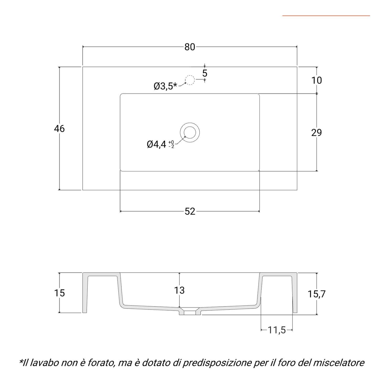 Lavabo 80X46 cm bianco opaco - Agua