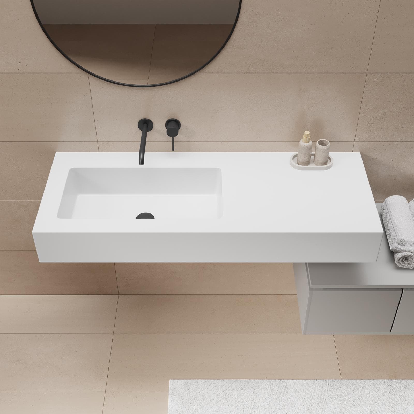 Lavabo 120X46 cm con vasca sx bianco opaco - Agua