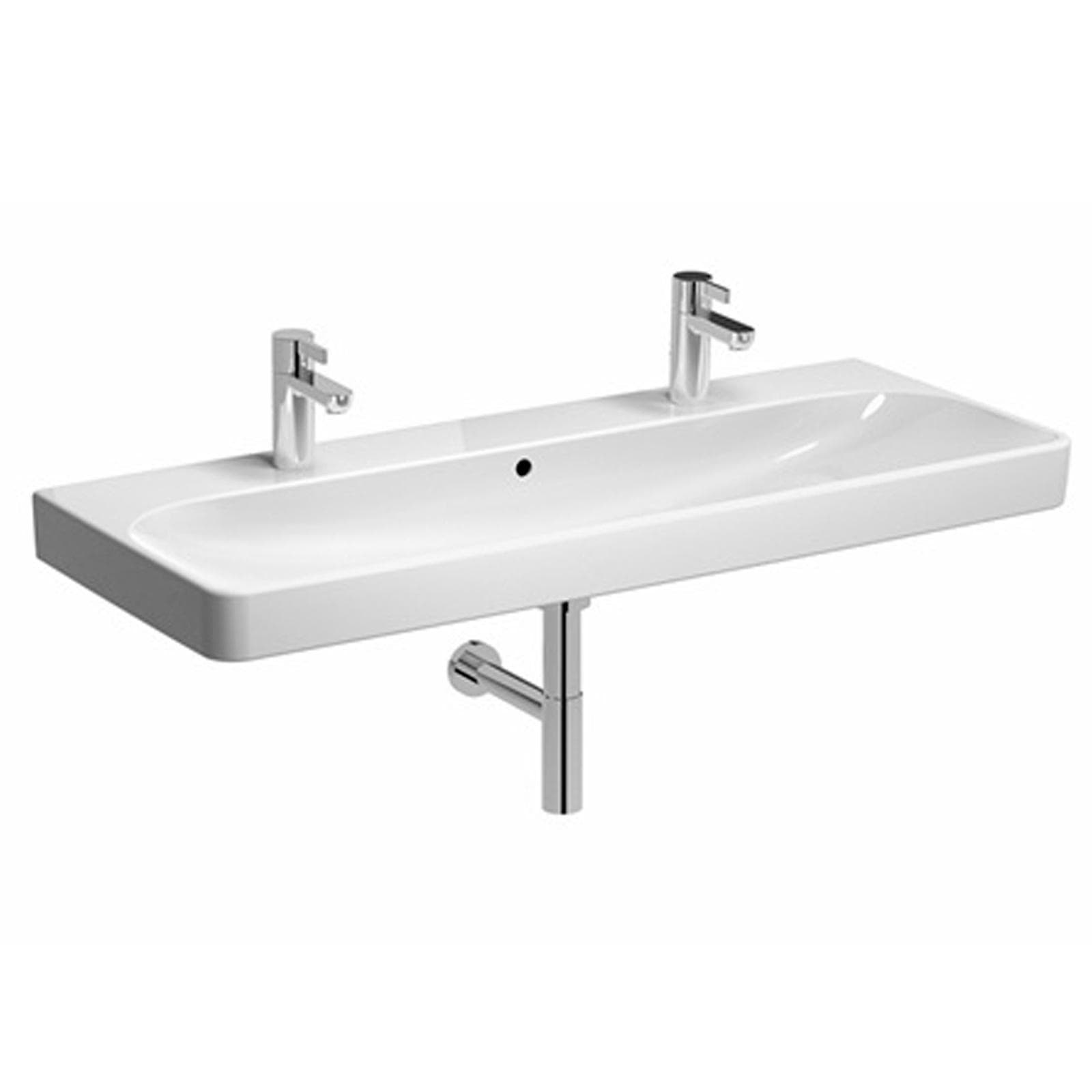 Lavabo sospeso o da appoggio 120 cm per doppio miscelatore Serie Smyle Square - Geberit
