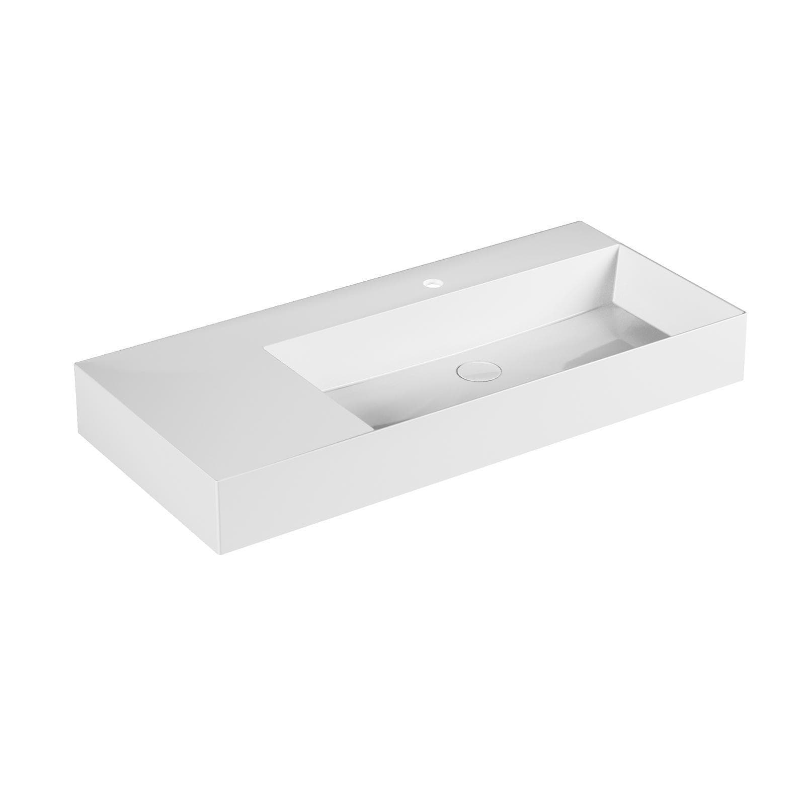Lavabo sospeso o d'appoggio monoforo 102 cm con ripiano a sinistra - Elegance Squared