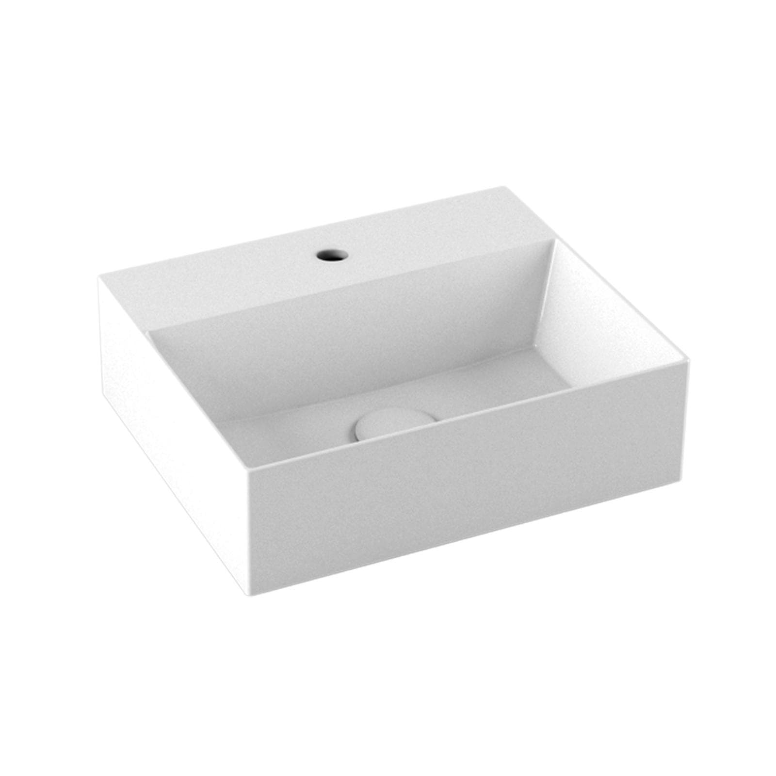 Lavabo sospeso o d'appoggio monoforo 42 cm in ceramica bianco - Elegance Squared