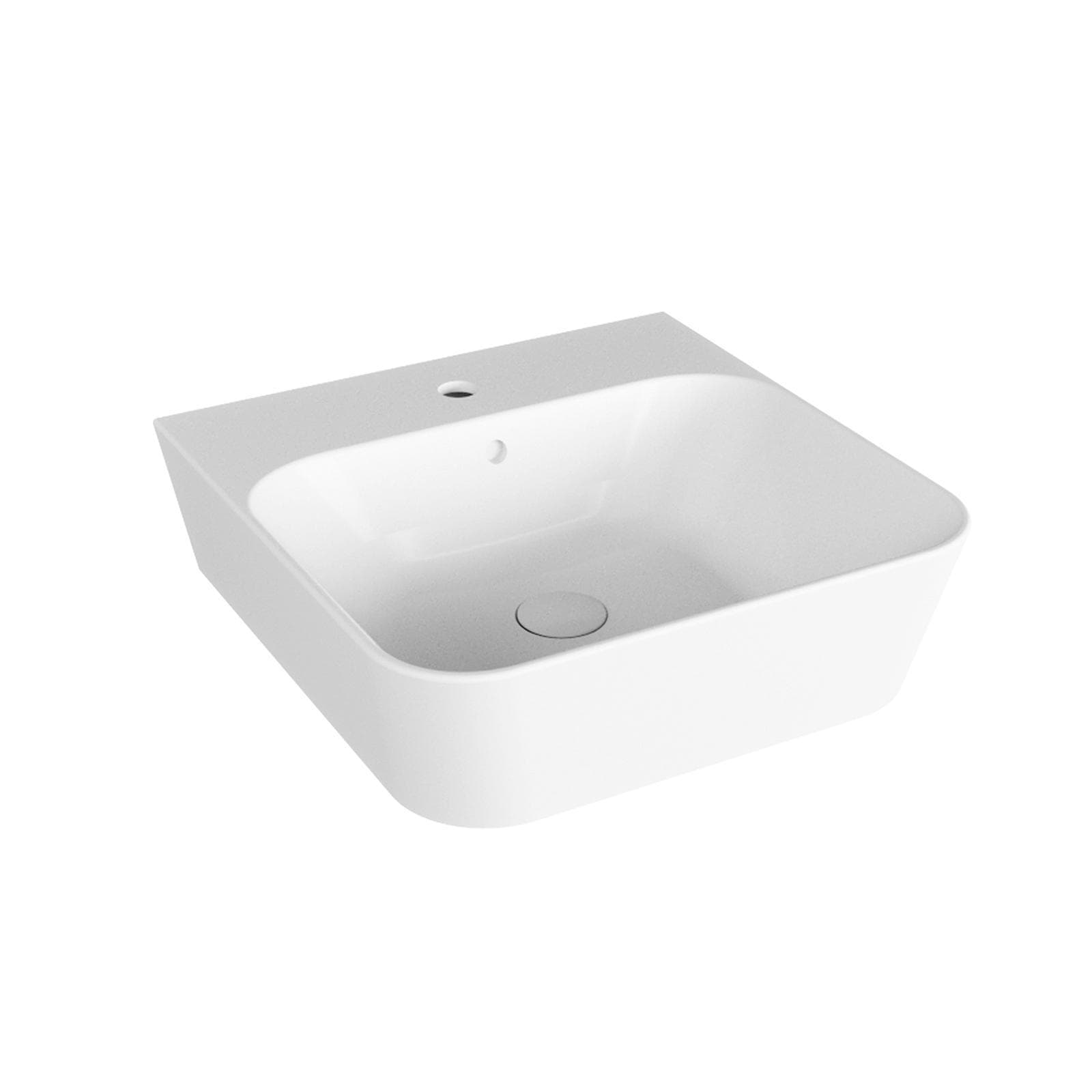 Lavabo sospeso o d'appoggio monoforo 50x50 cm in ceramica bianco lucido - Build